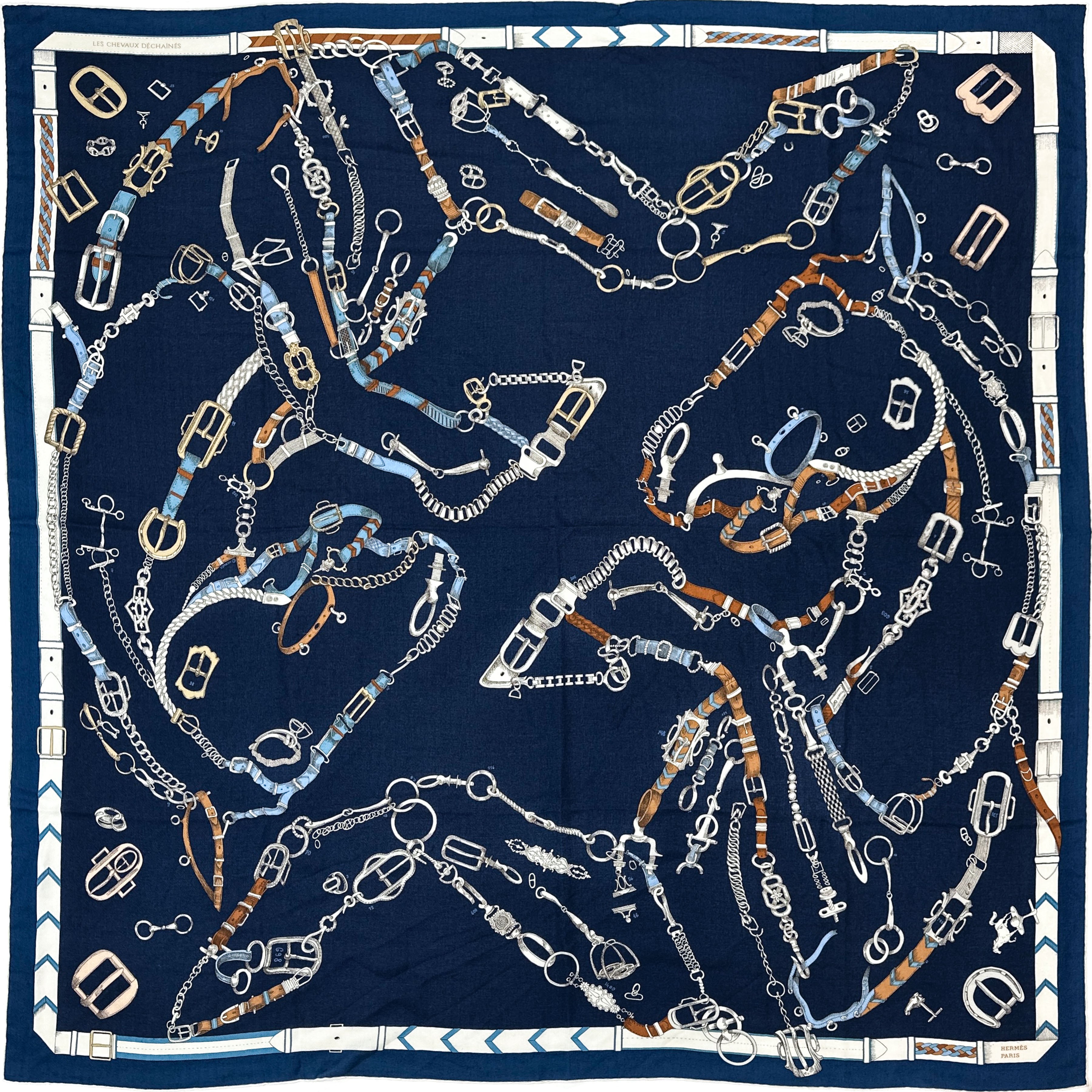 Hermès Les Chevaux Dechaines Cashmere Silk 140