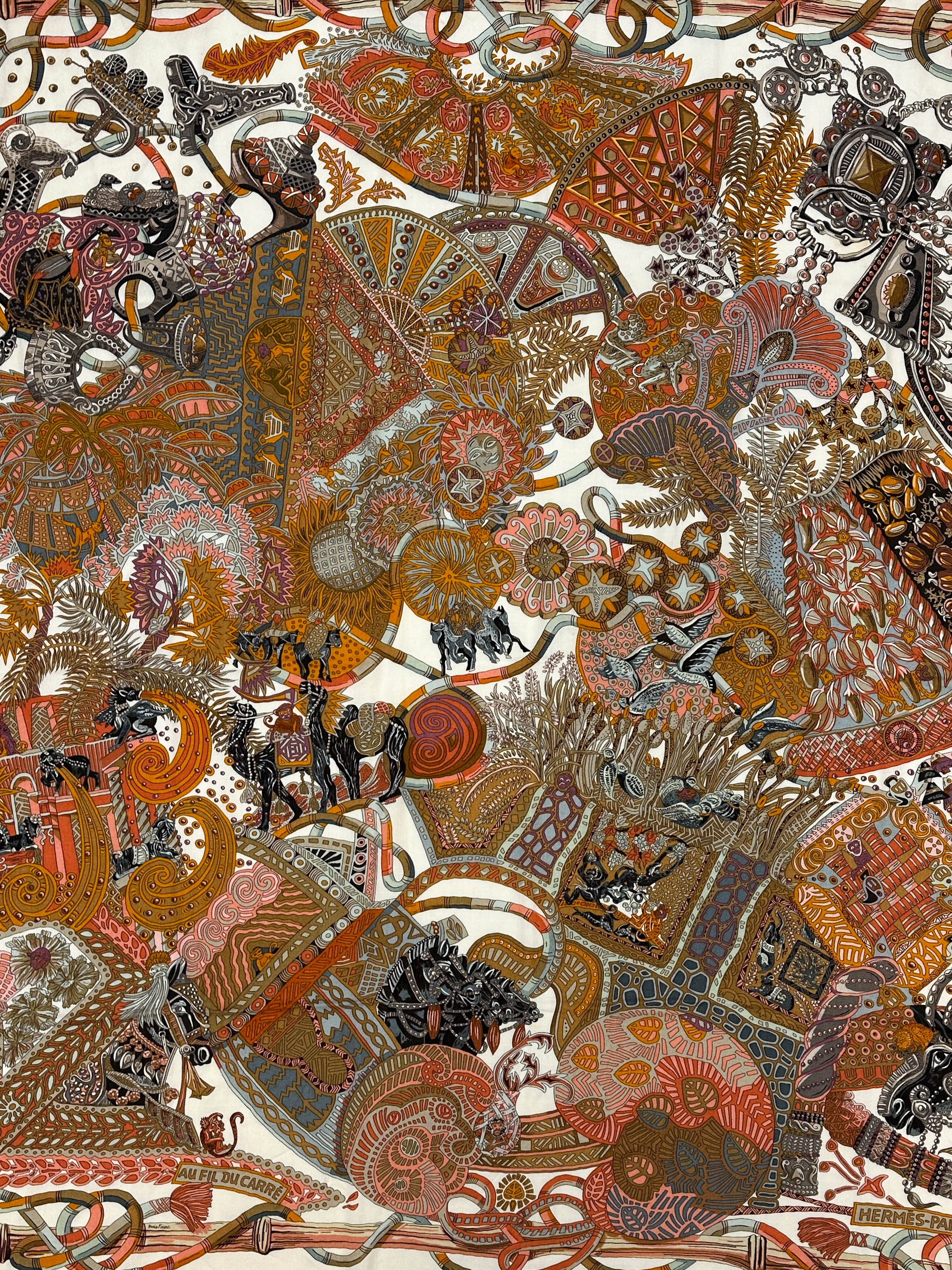 Hermès Au Fil du Carré Cashmere Silk 140