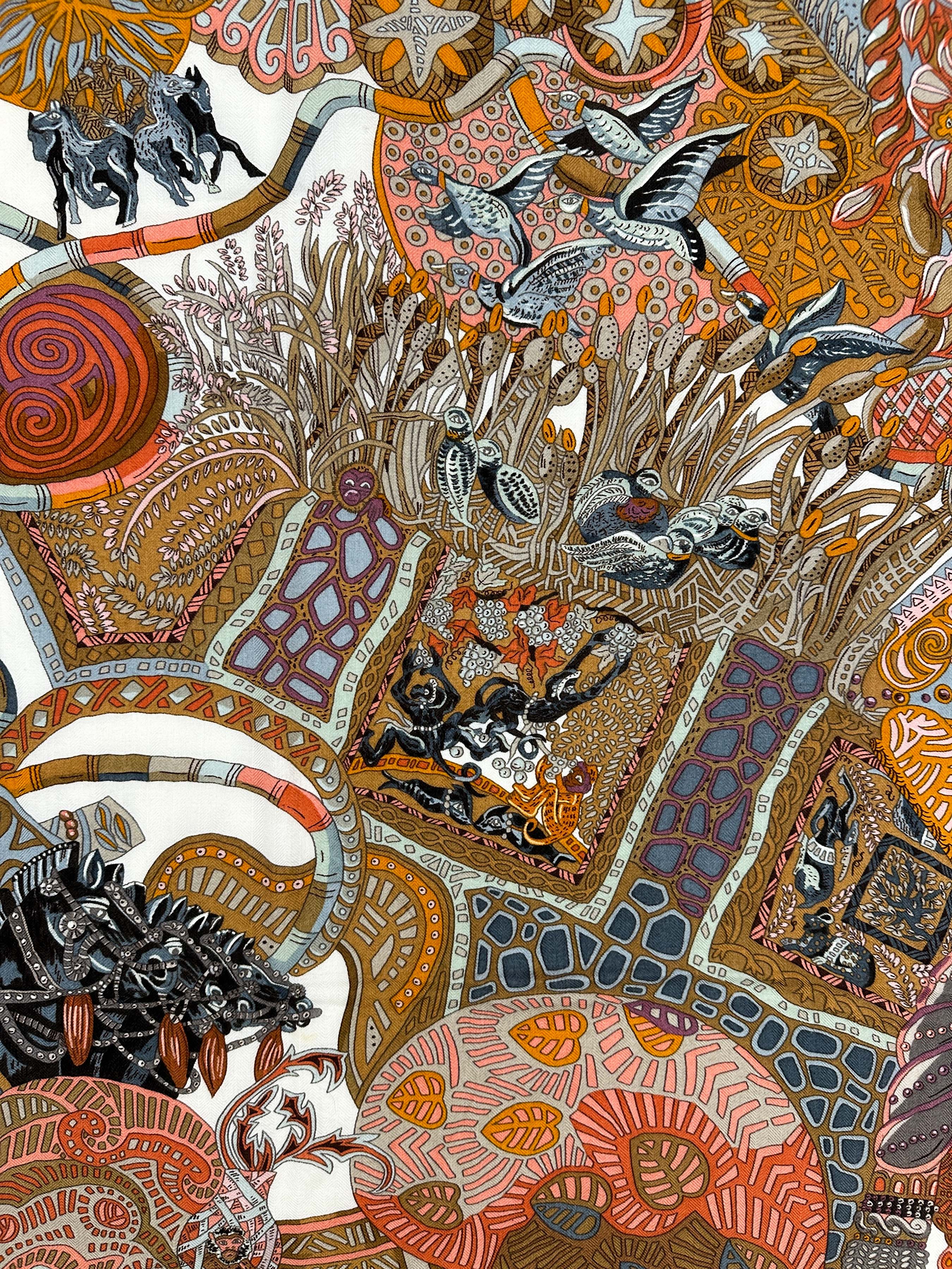 Hermès Au Fil du Carré Cashmere Silk 140