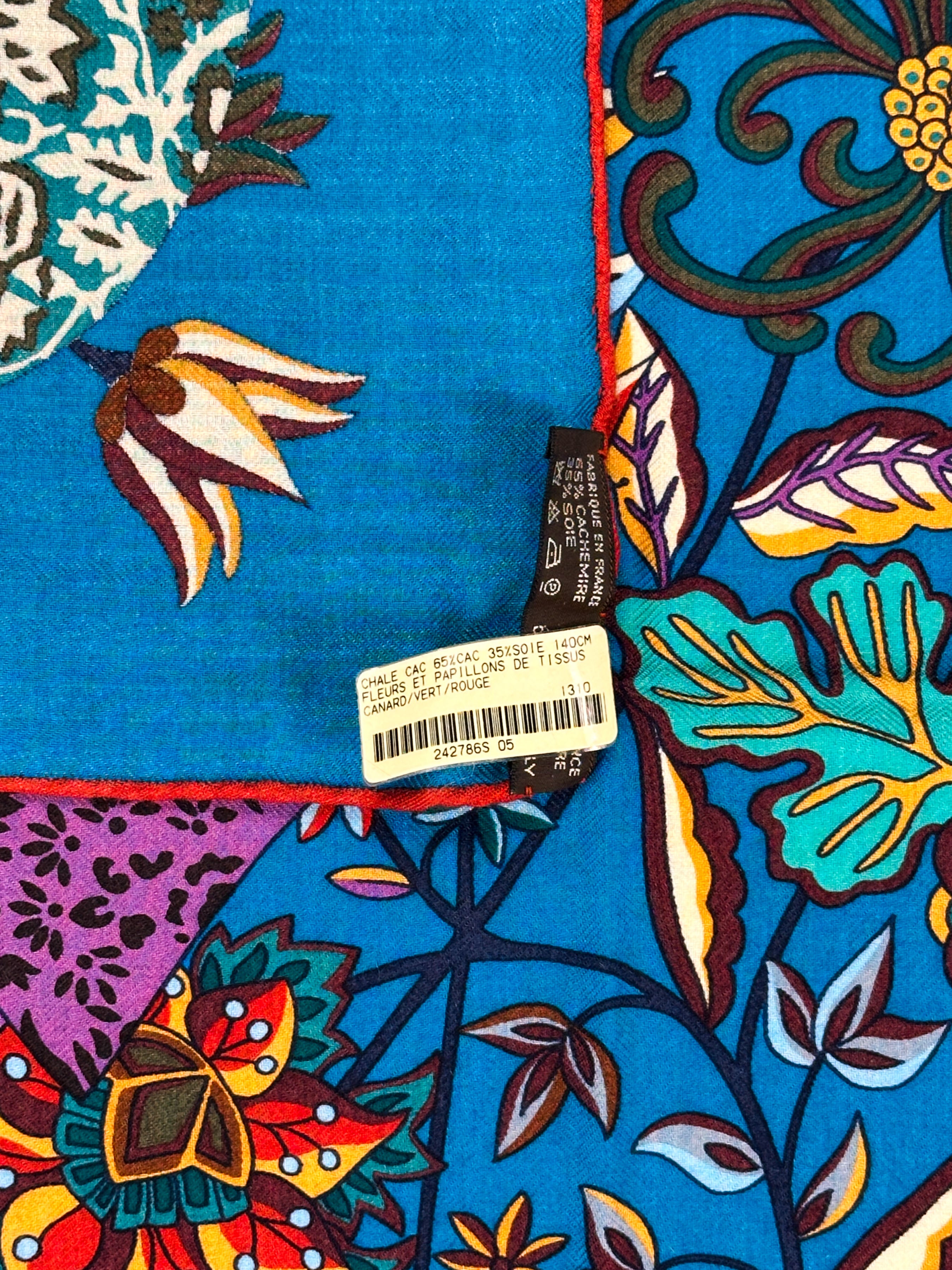 Hermès Fleurs et Papillons de Tissus Cashmere Silk 140