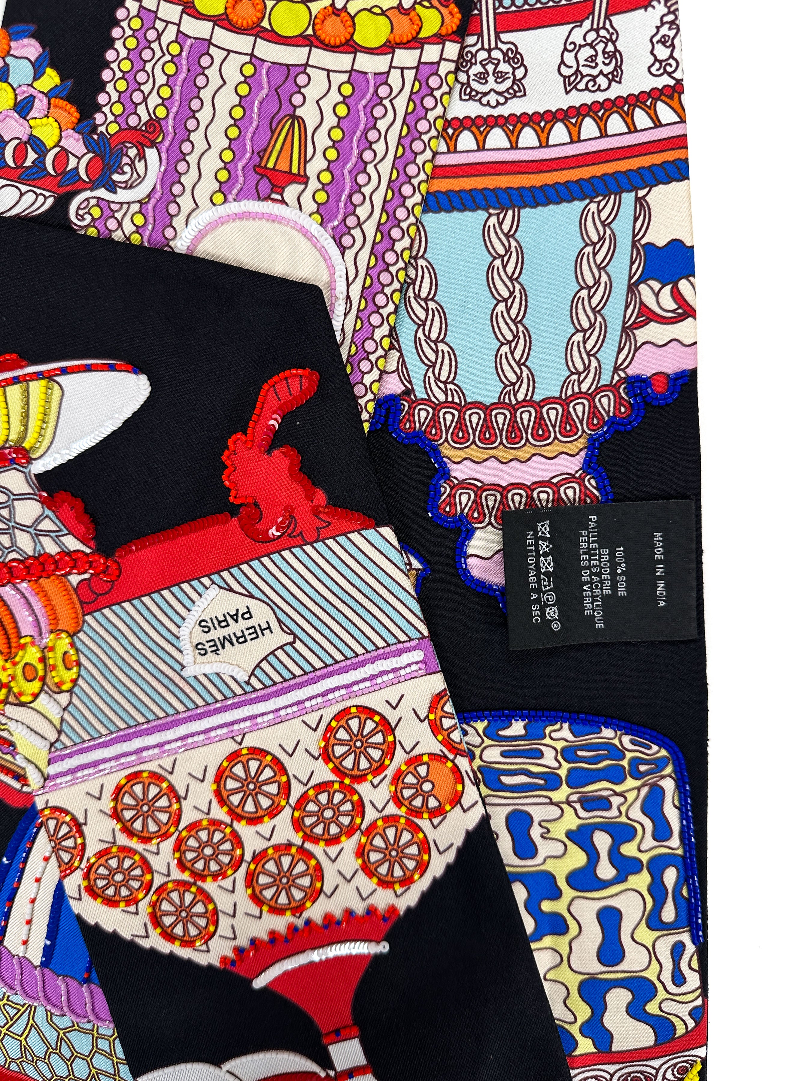 Hermès *Exceptional* La Pâtisserie Française Shiny Beaded Maxi Twilly Slim