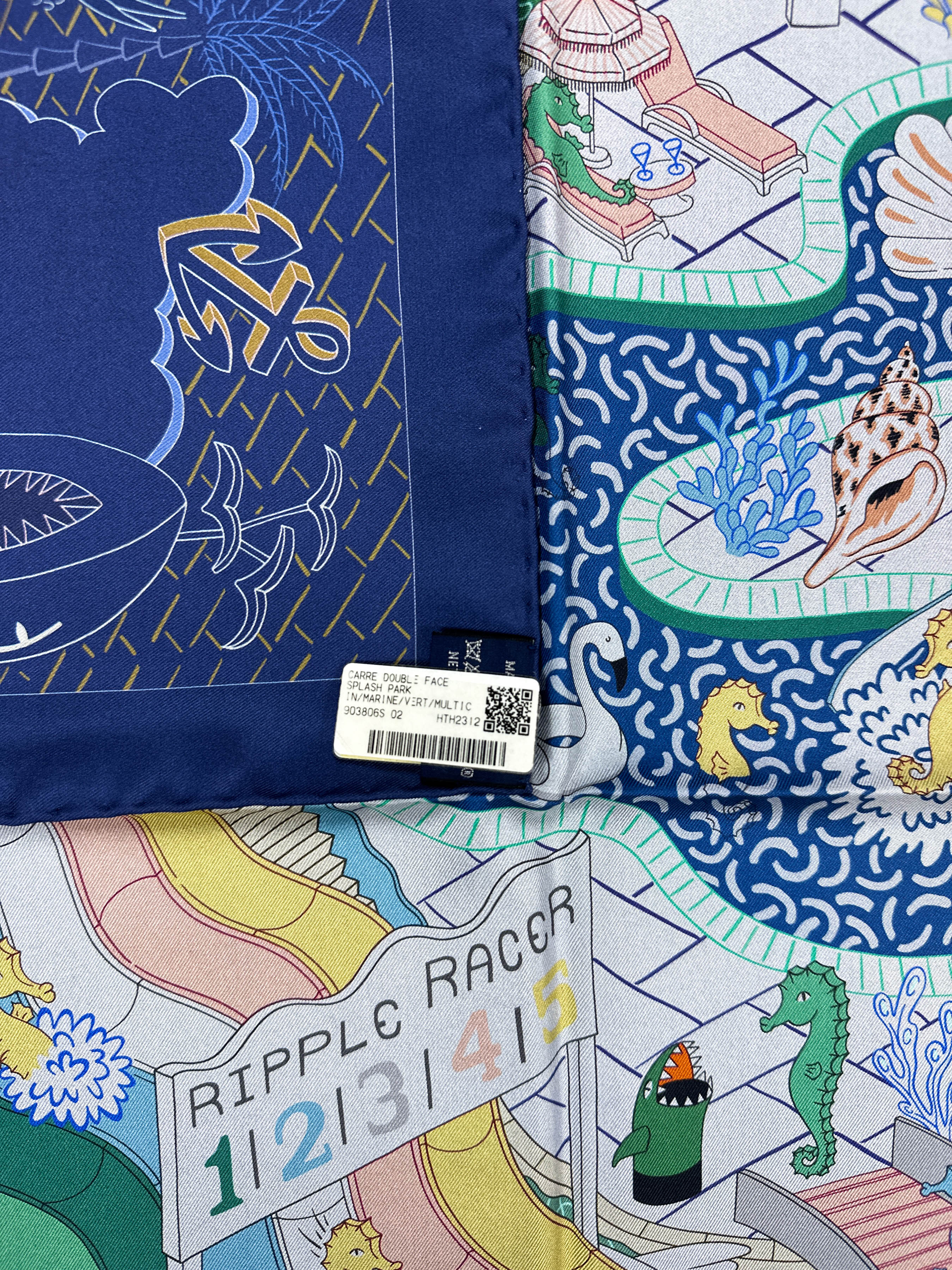 Hermès Splash Park シルクスカーフ 90cm Hermès Splash Park Double Face 90