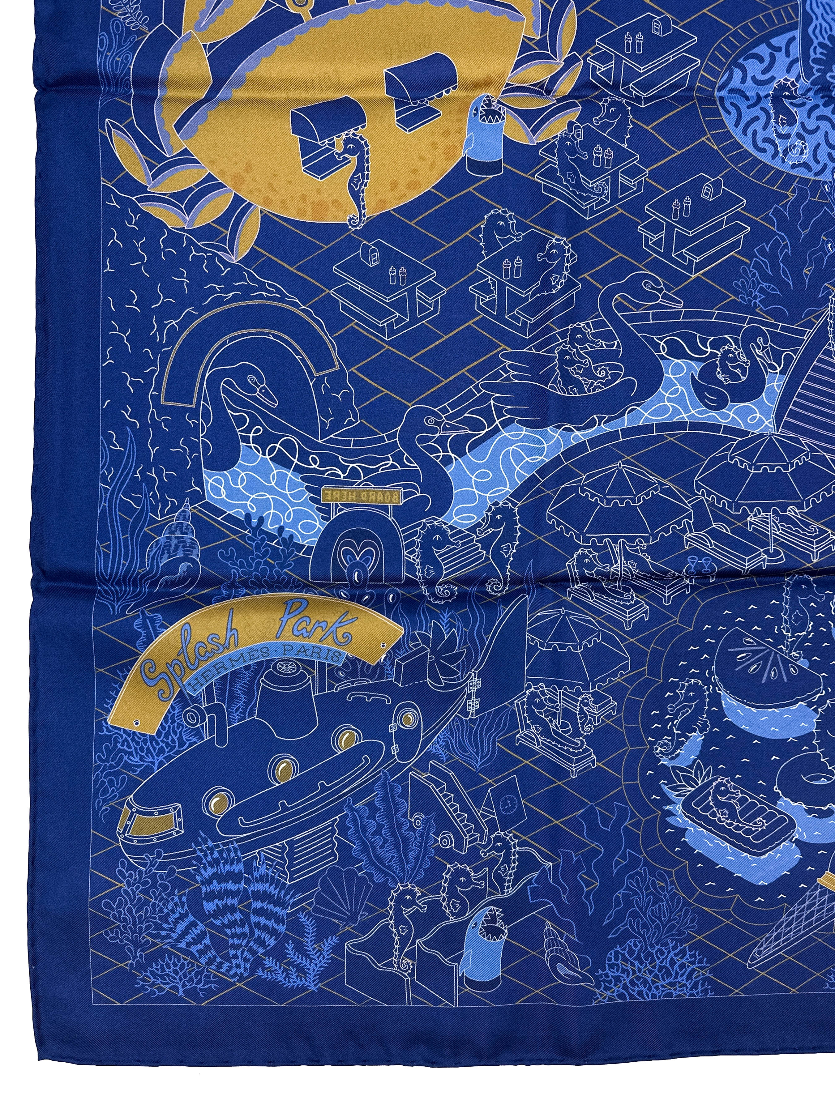 Hermès Splash Park シルクスカーフ 90cm Hermès Splash Park Double Face 90