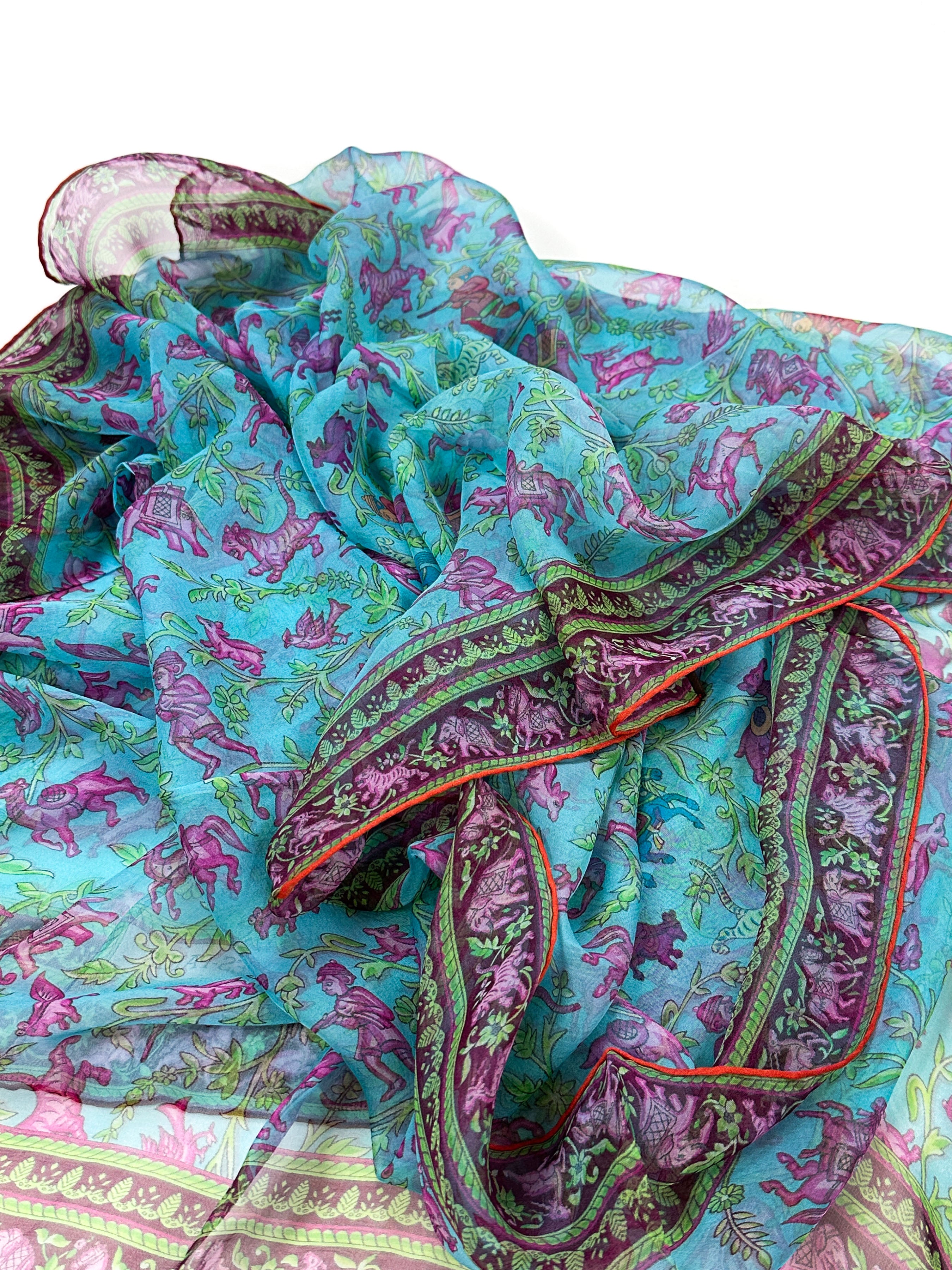 Hermès Chasse en Inde Mousseline Shawl