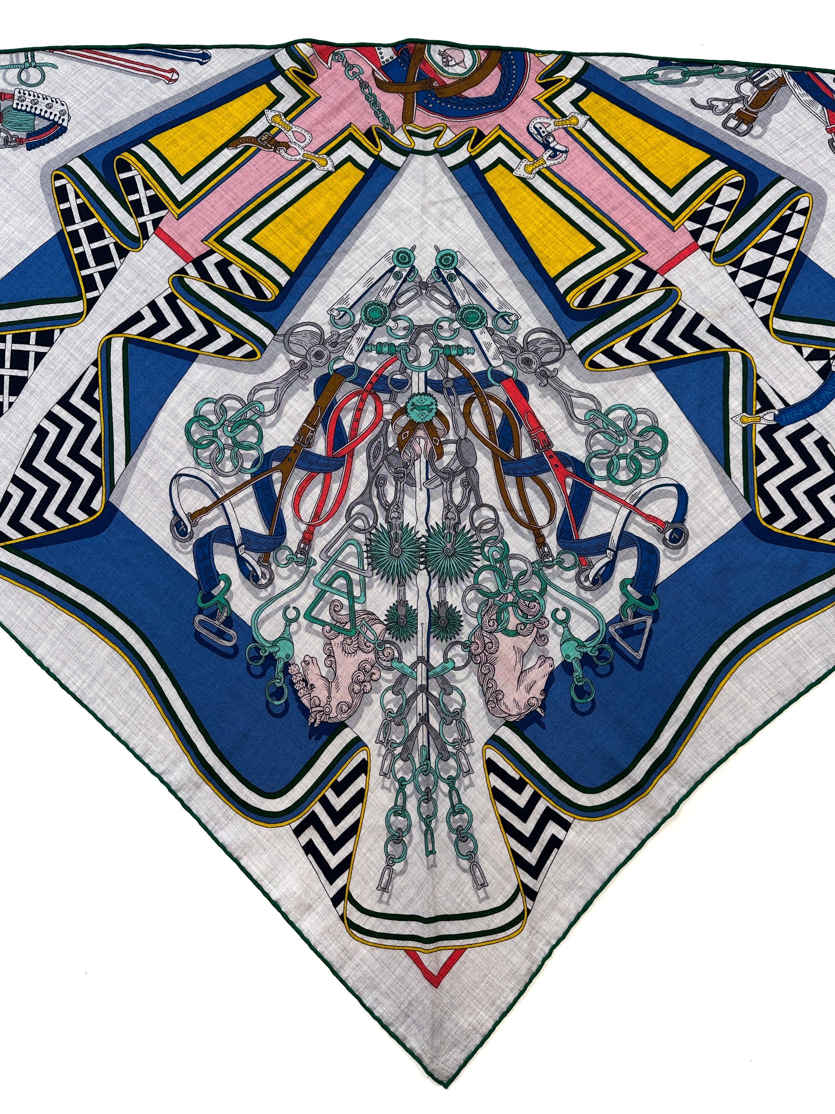 Hermès Bouquet Sellier Cashmere Silk Giant Triangle