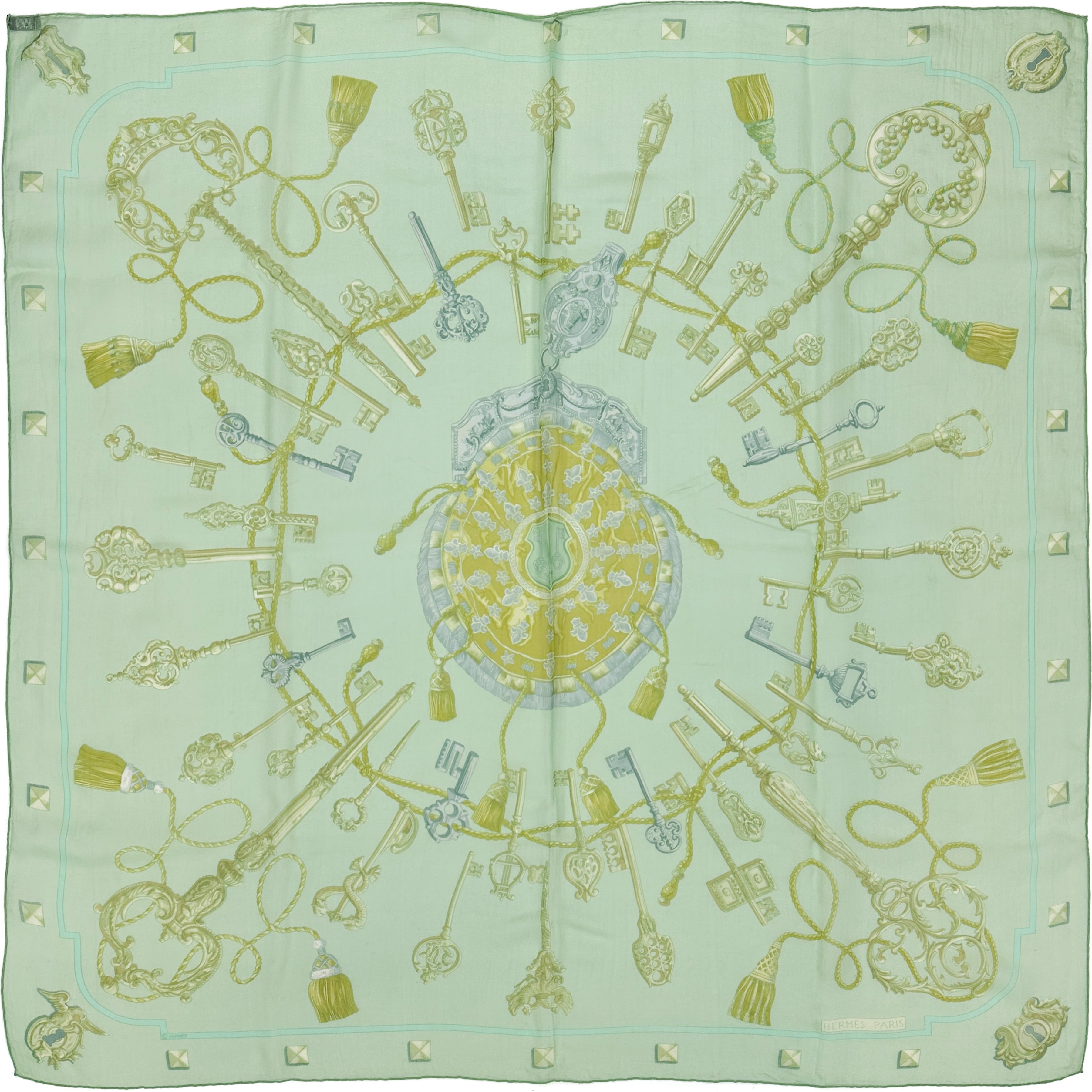 Hermès Les Cles Mousseline 90