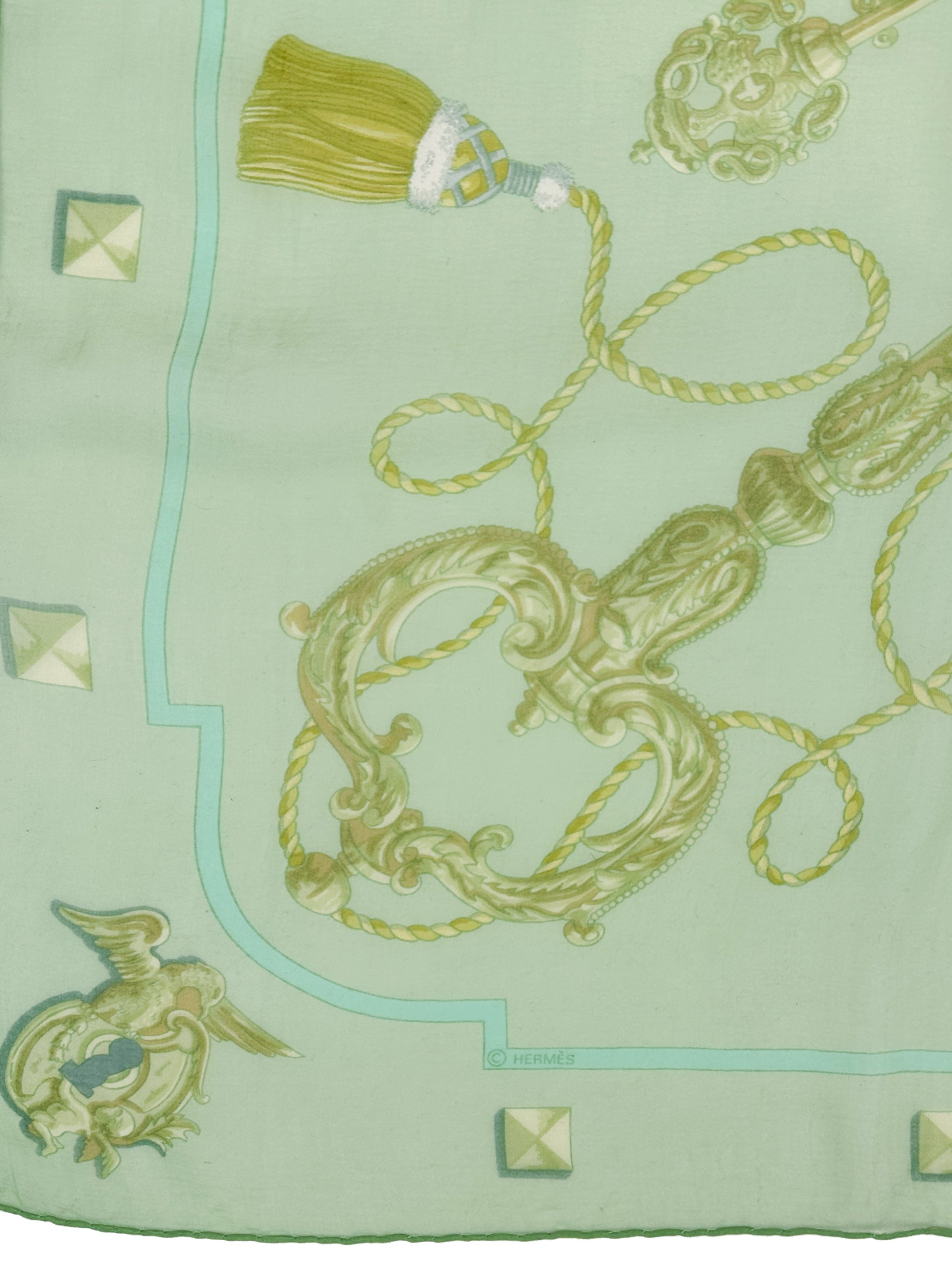 Hermès Les Cles Mousseline 90