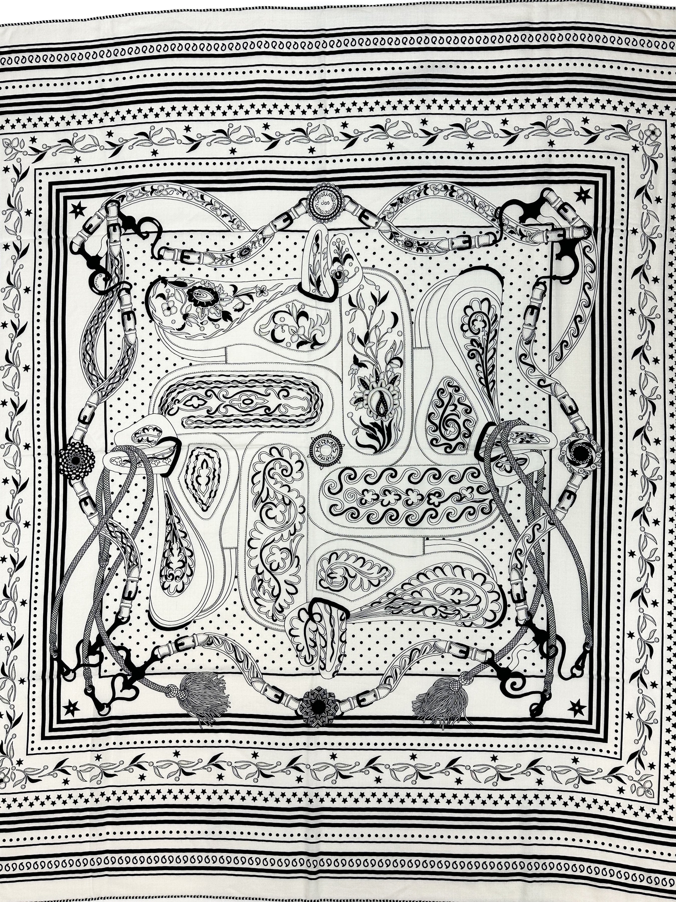 Hermès Festival des Amazones Bandana Cashmere Silk 140