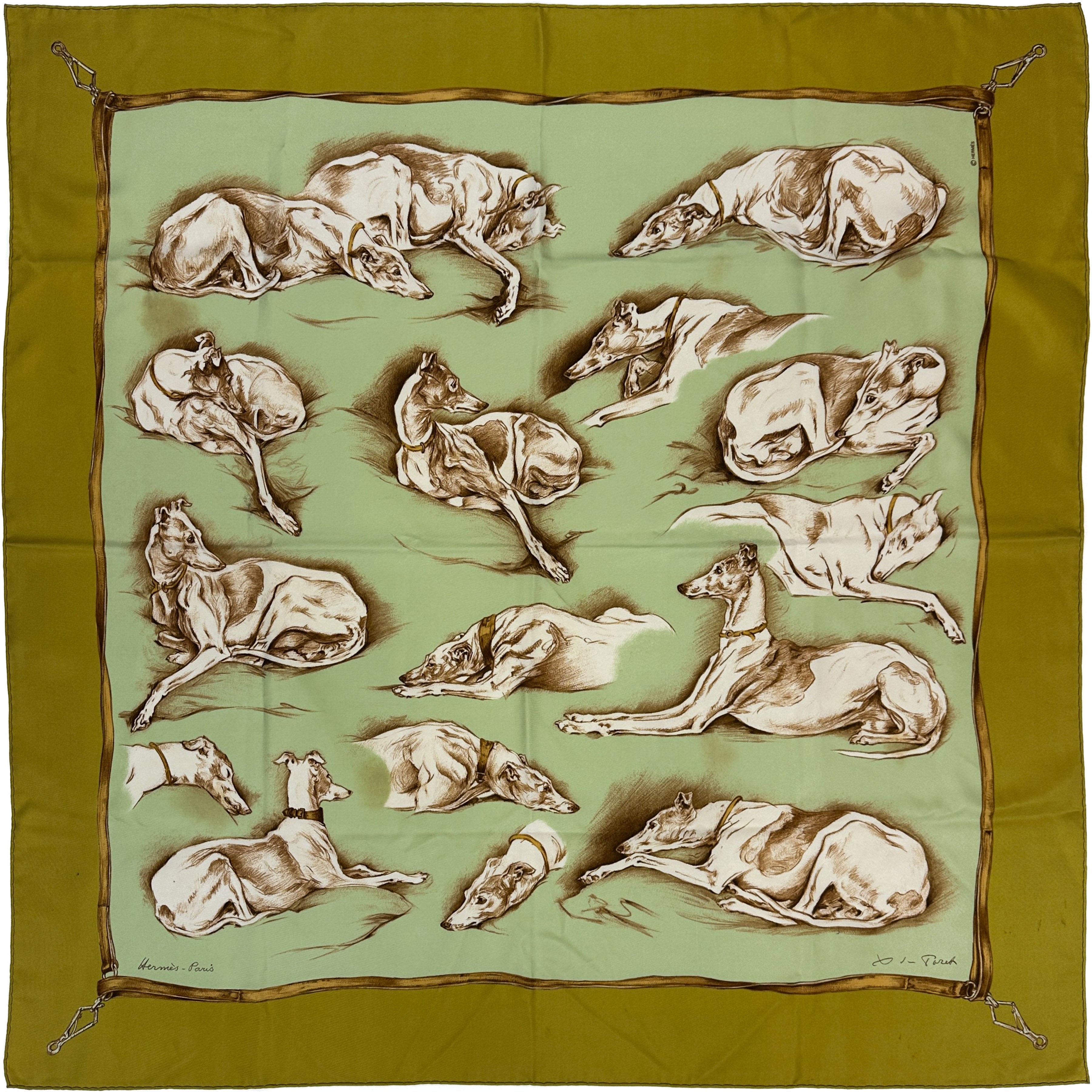 Hermès Les Lévriers 90
