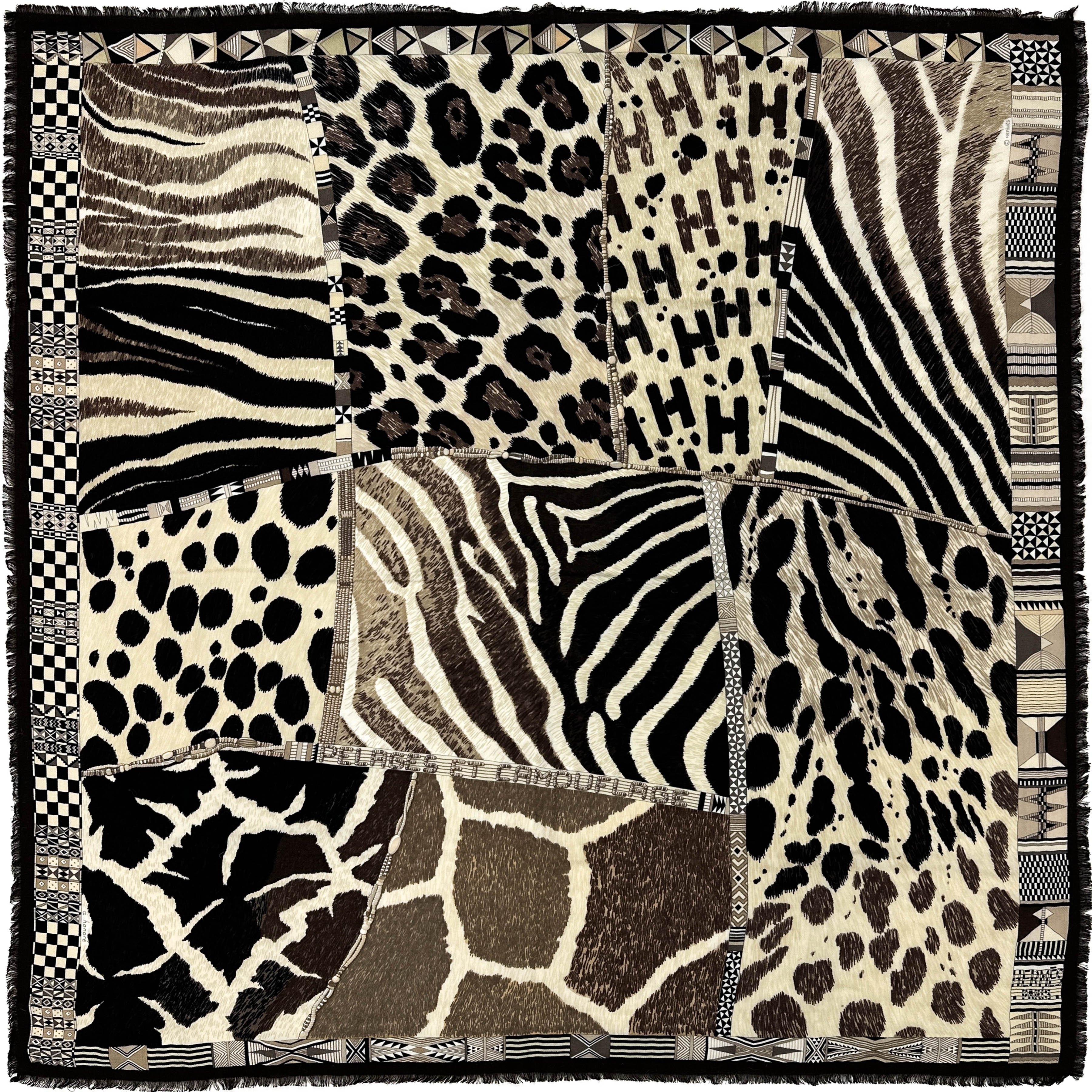 Hermès Pelages et Camouflage Cashmere Silk 90