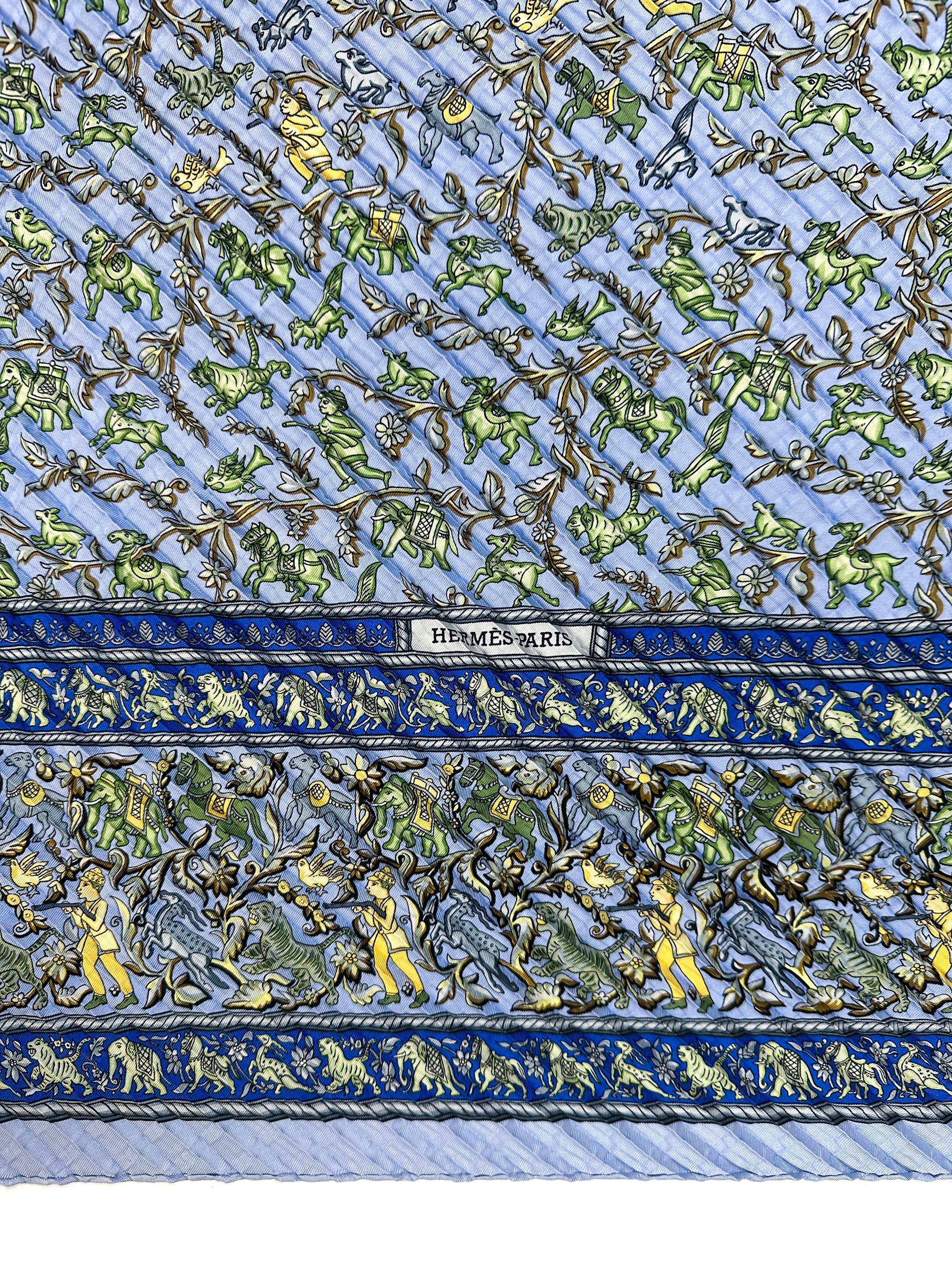 Hermès Chasse en Inde Mosaic Plissé 90