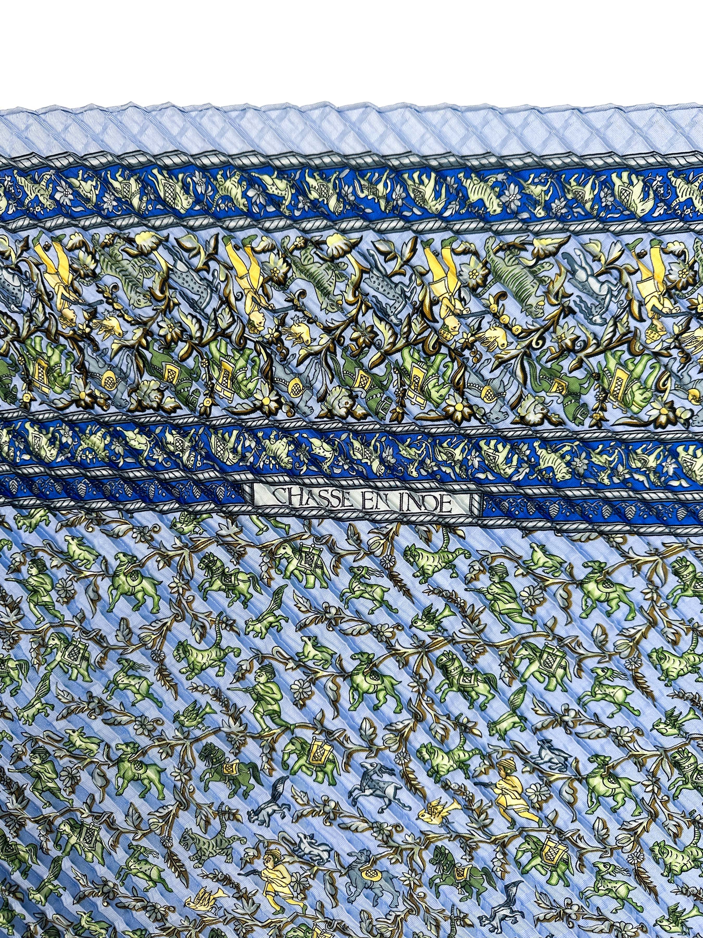 Hermès Chasse en Inde Mosaic Plissé 90