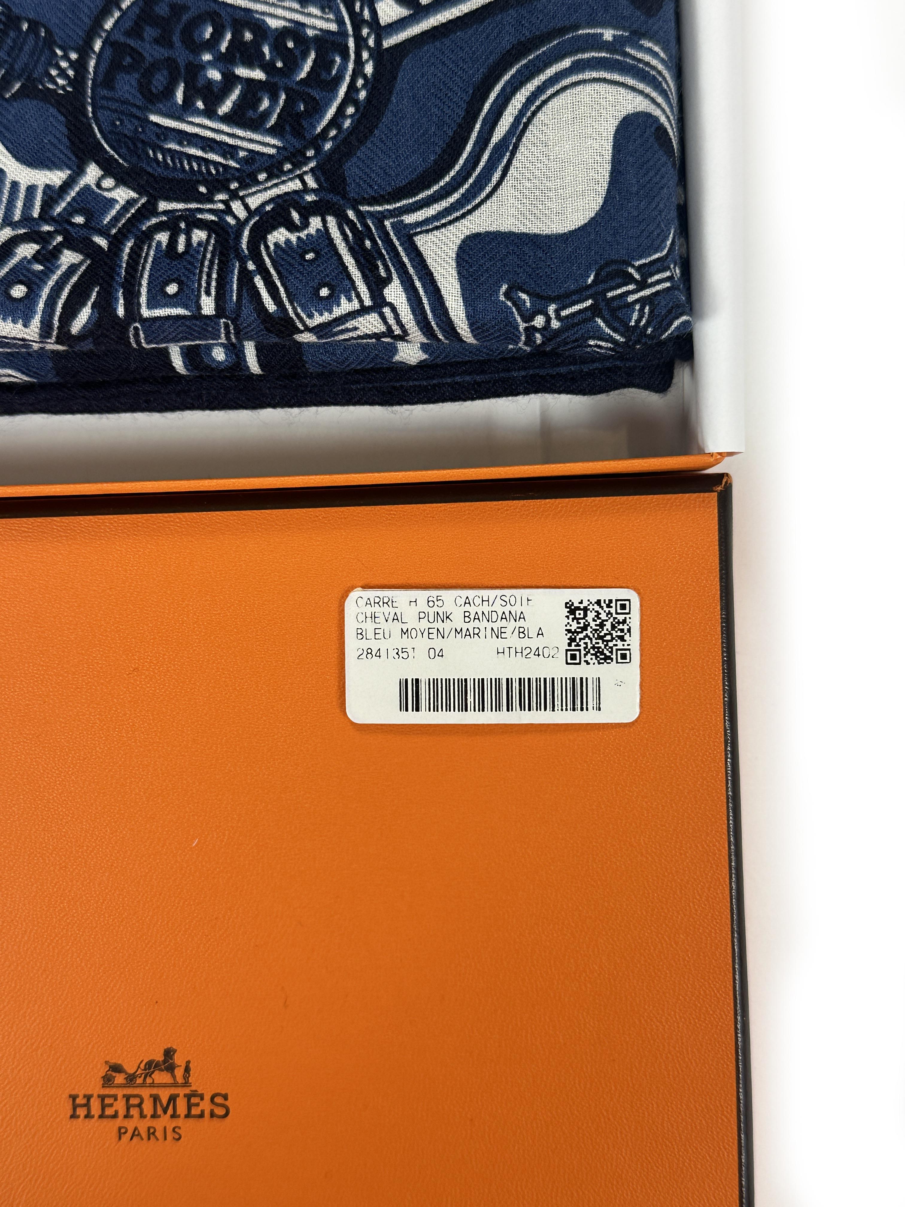 Hermès Cheval Punk Bandana Cashmere Silk 65