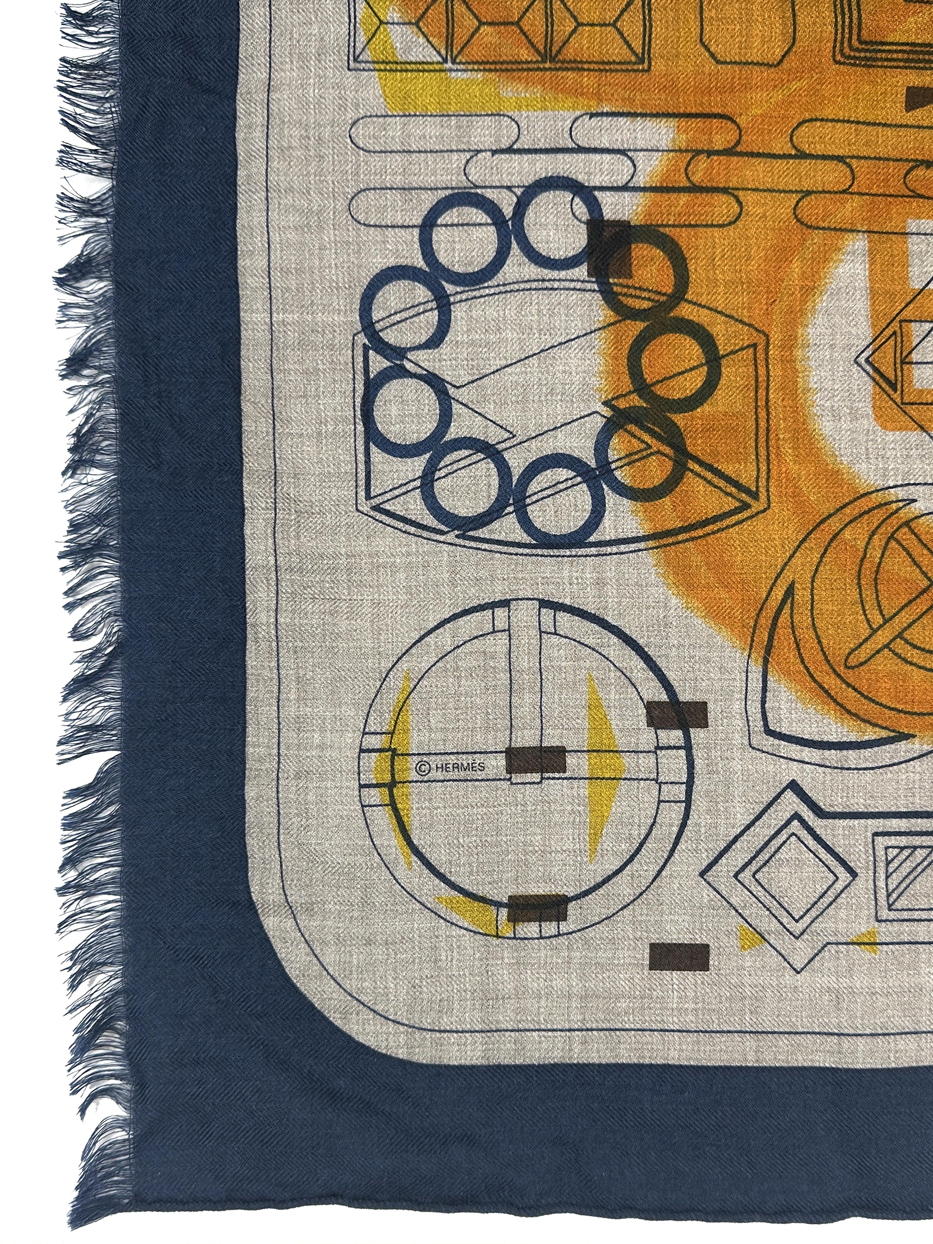 Hermès Imprimeur Flou Cashmere Silk Rectangle