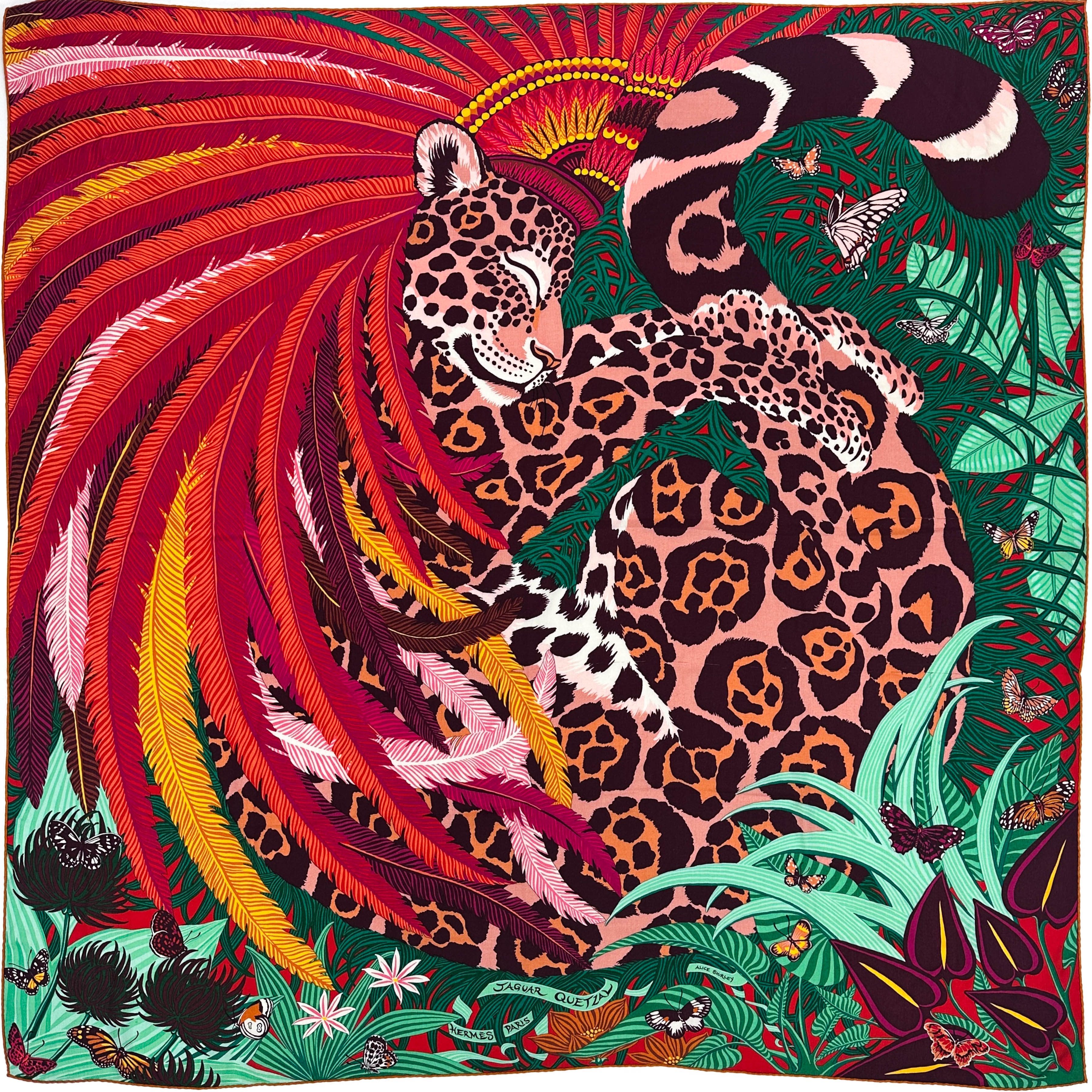 Hermès Jaguar Quetzal Cashmere Silk 140