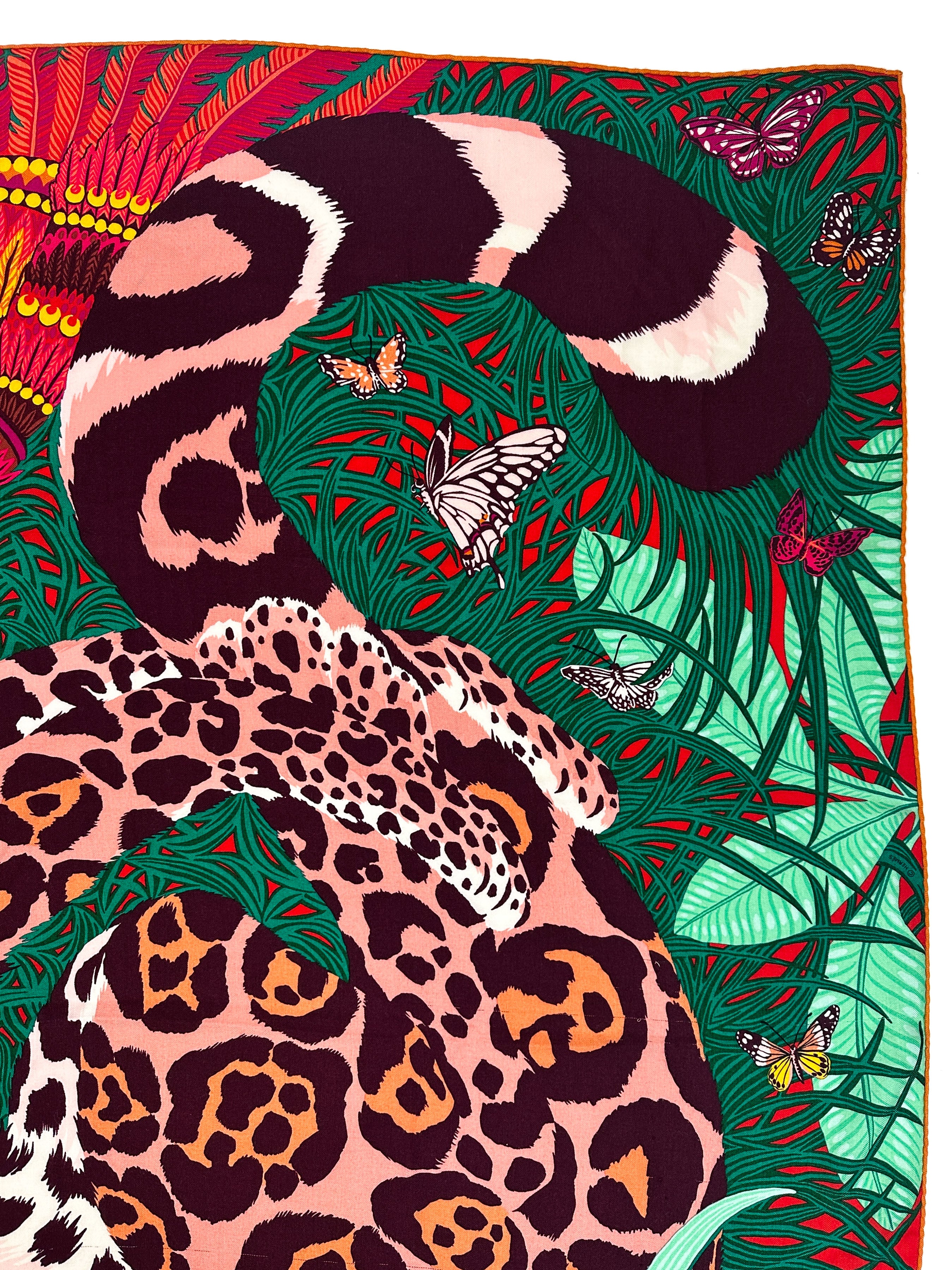 Hermès Jaguar Quetzal Cashmere Silk 140