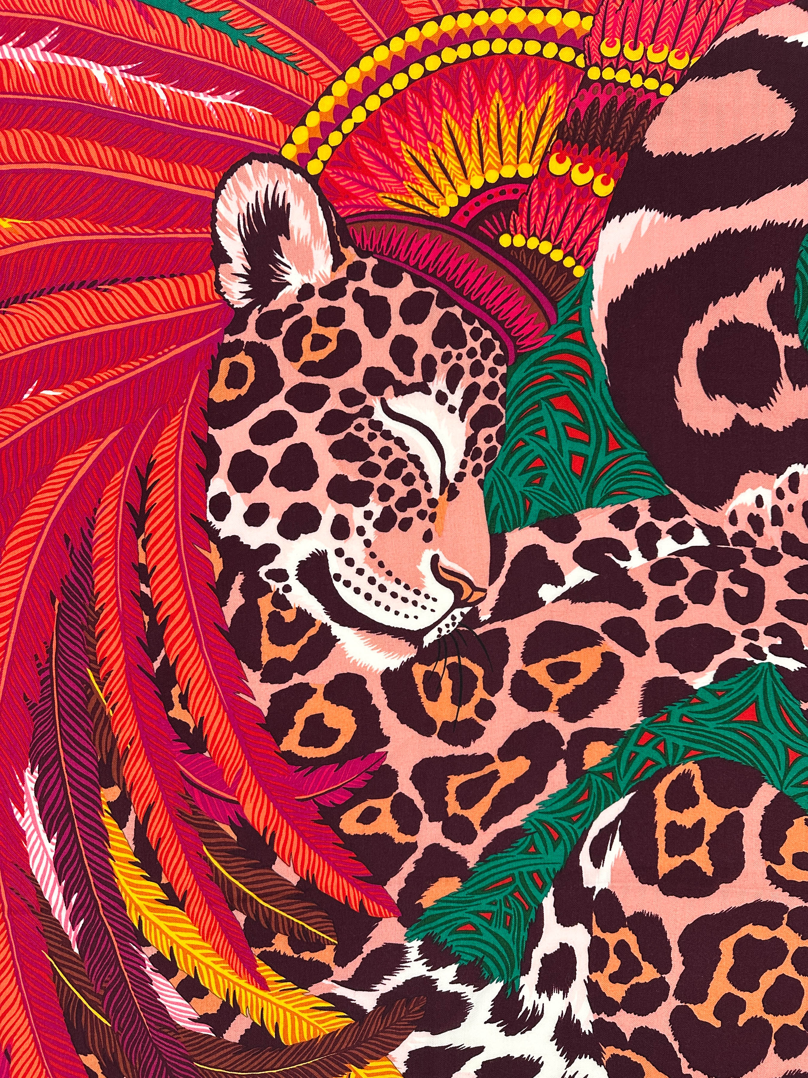 Hermès Jaguar Quetzal Cashmere Silk 140