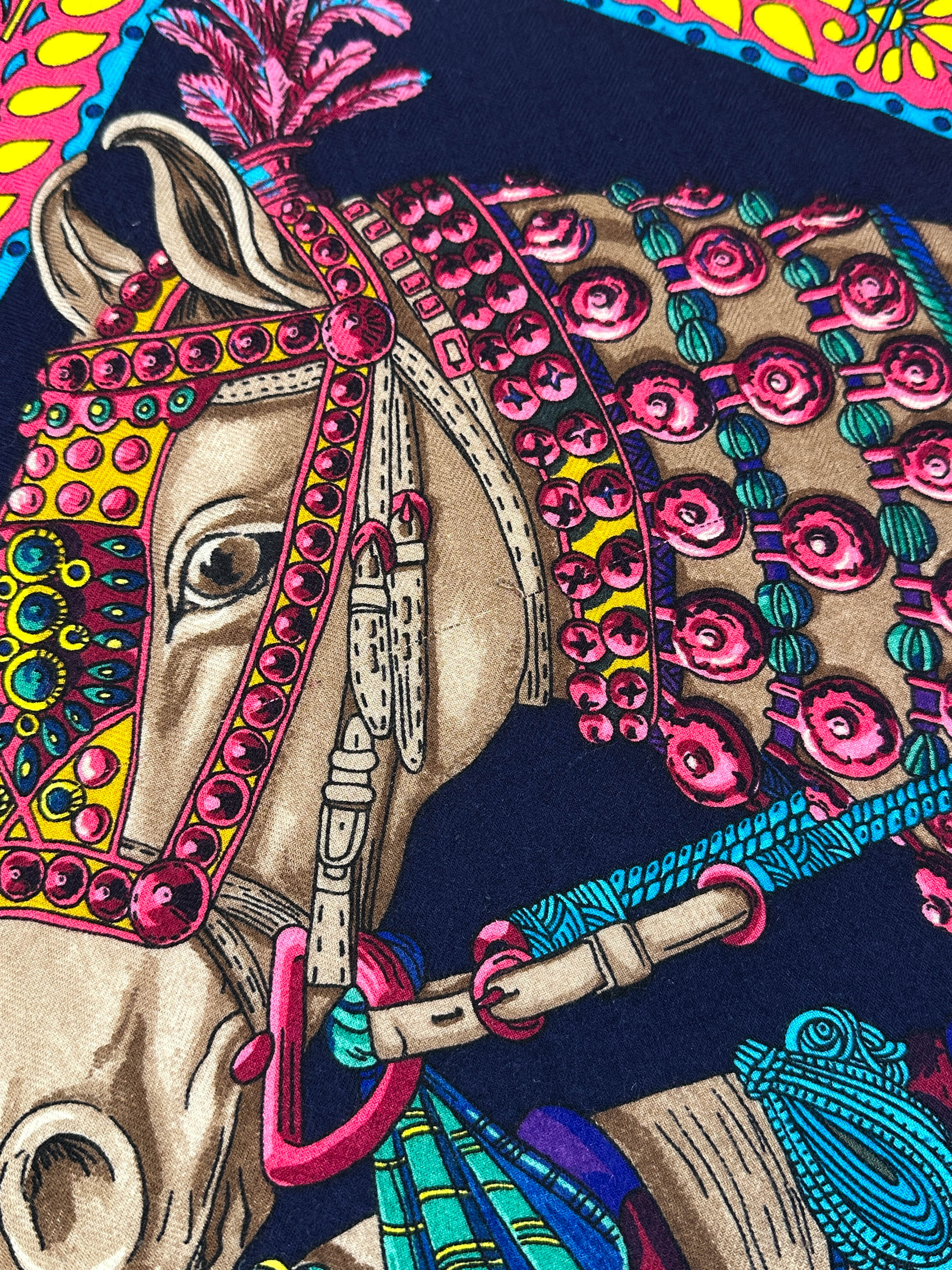 Hermès La Danse du Cheval Marwari Cashmere Silk 140