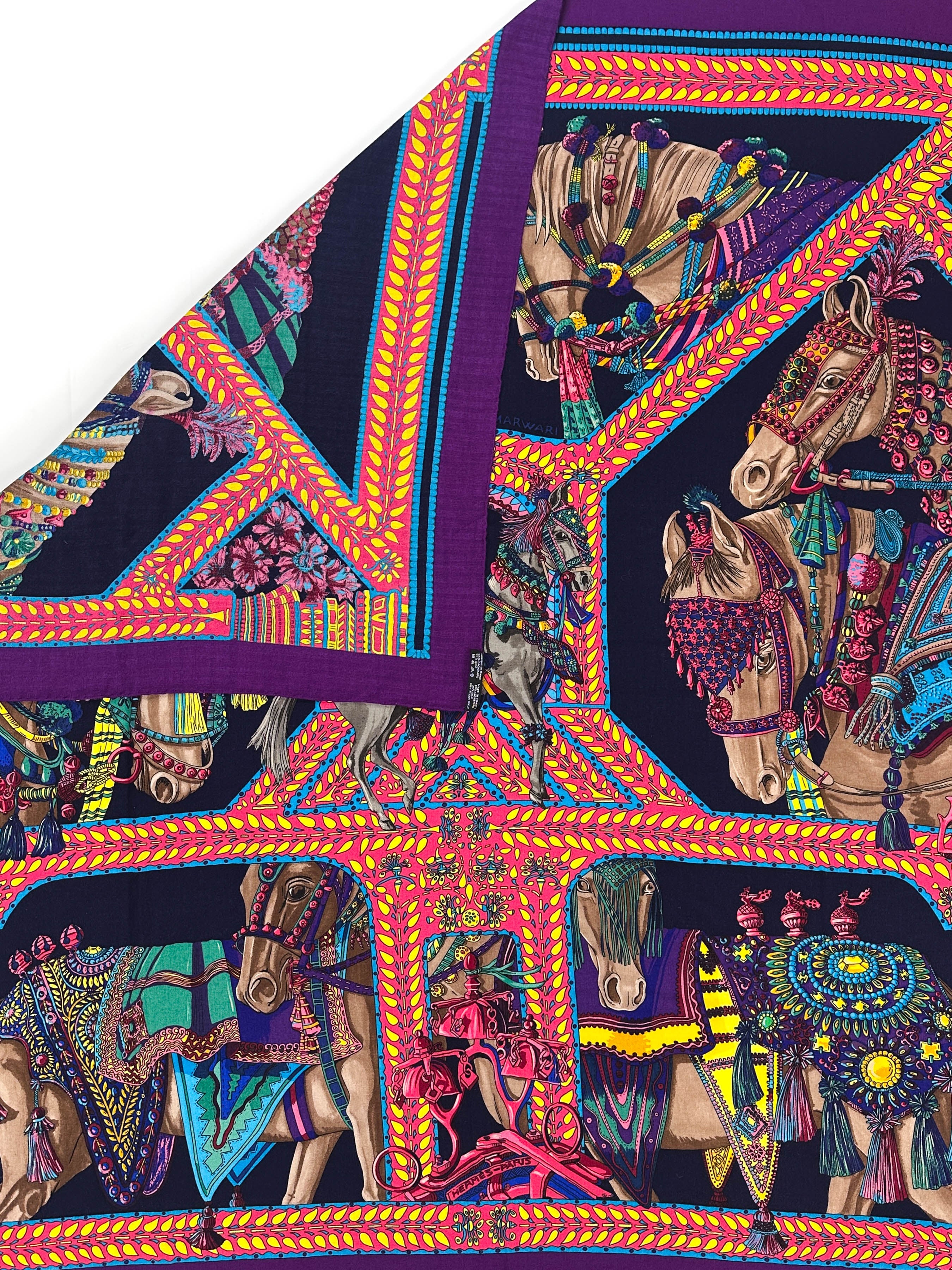 Hermès La Danse du Cheval Marwari Cashmere Silk 140