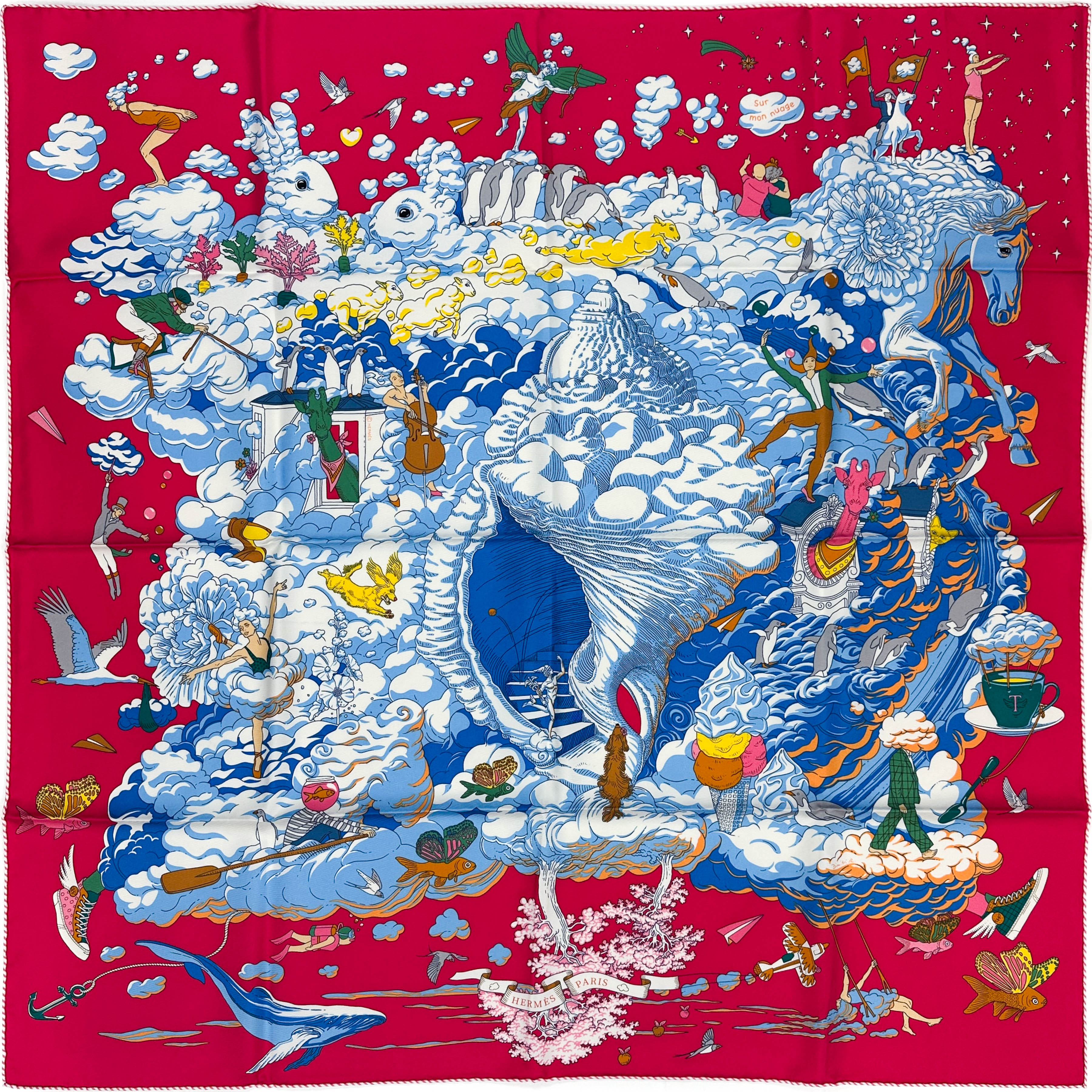 HERMES カレ90 Sur Mon Nuage 私の雲 スカーフ エルメス Hermès Sur Mon Nuage 90