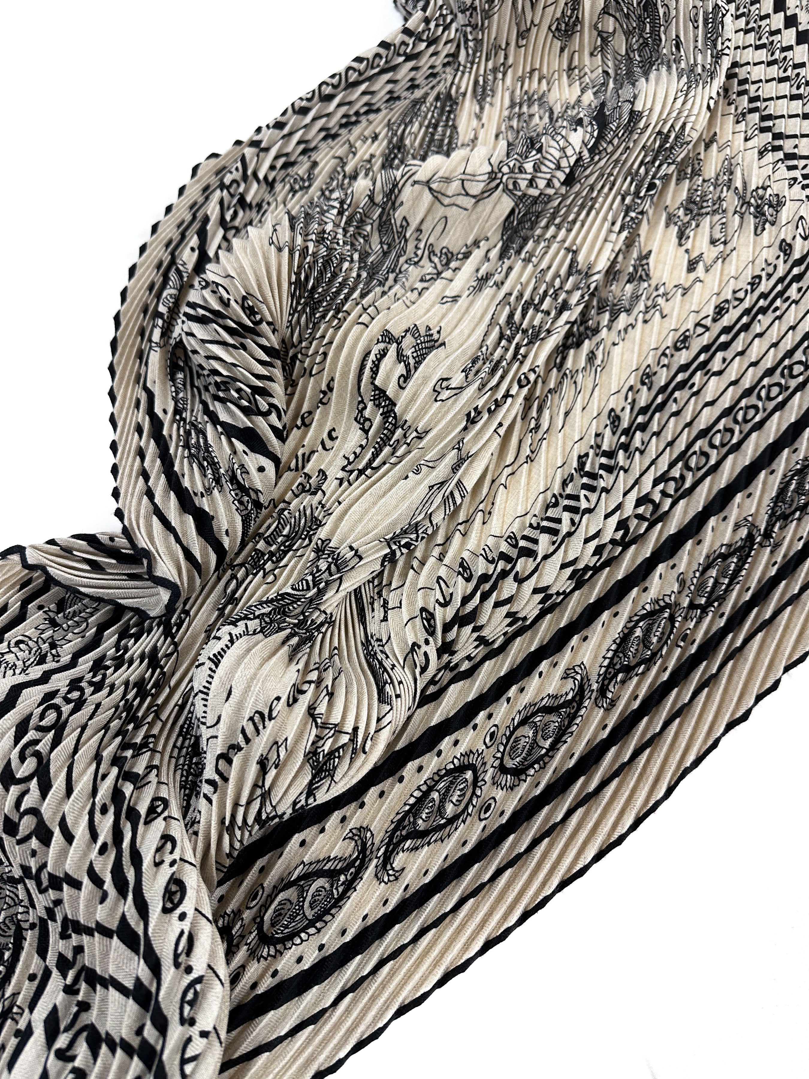 Hermès Tatouages Marins Bandana Cashmere Silk Plissé 140