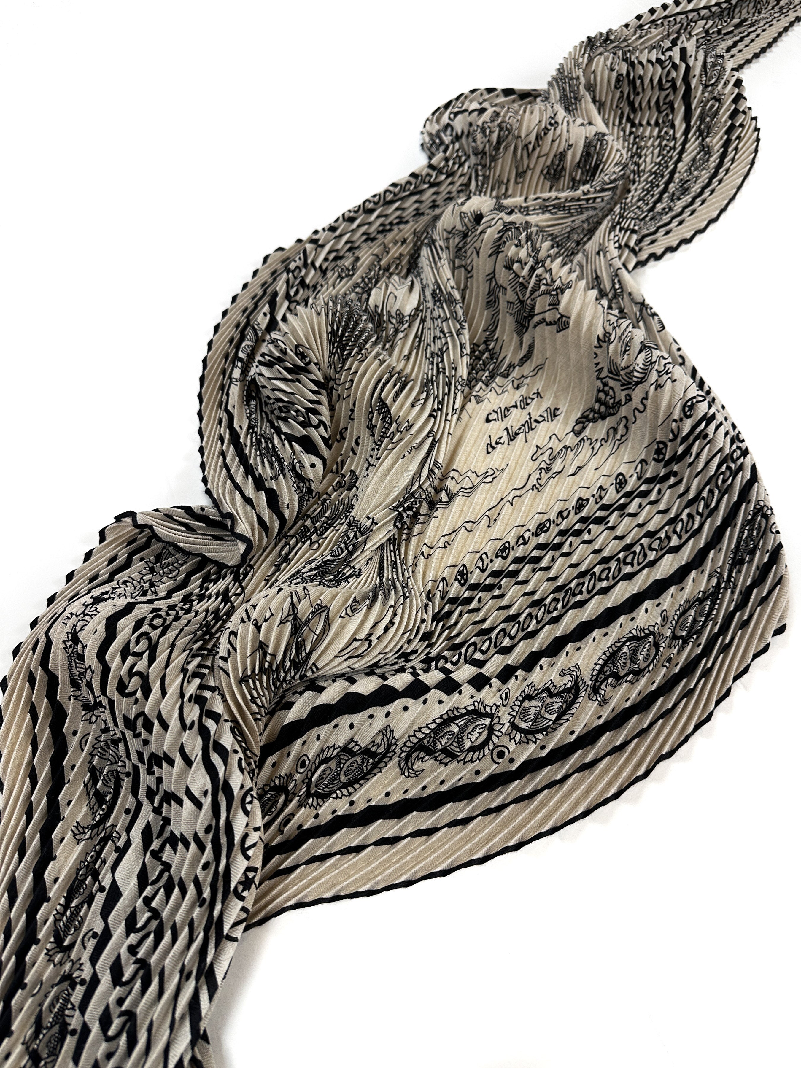 Hermès Tatouages Marins Bandana Cashmere Silk Plissé 140