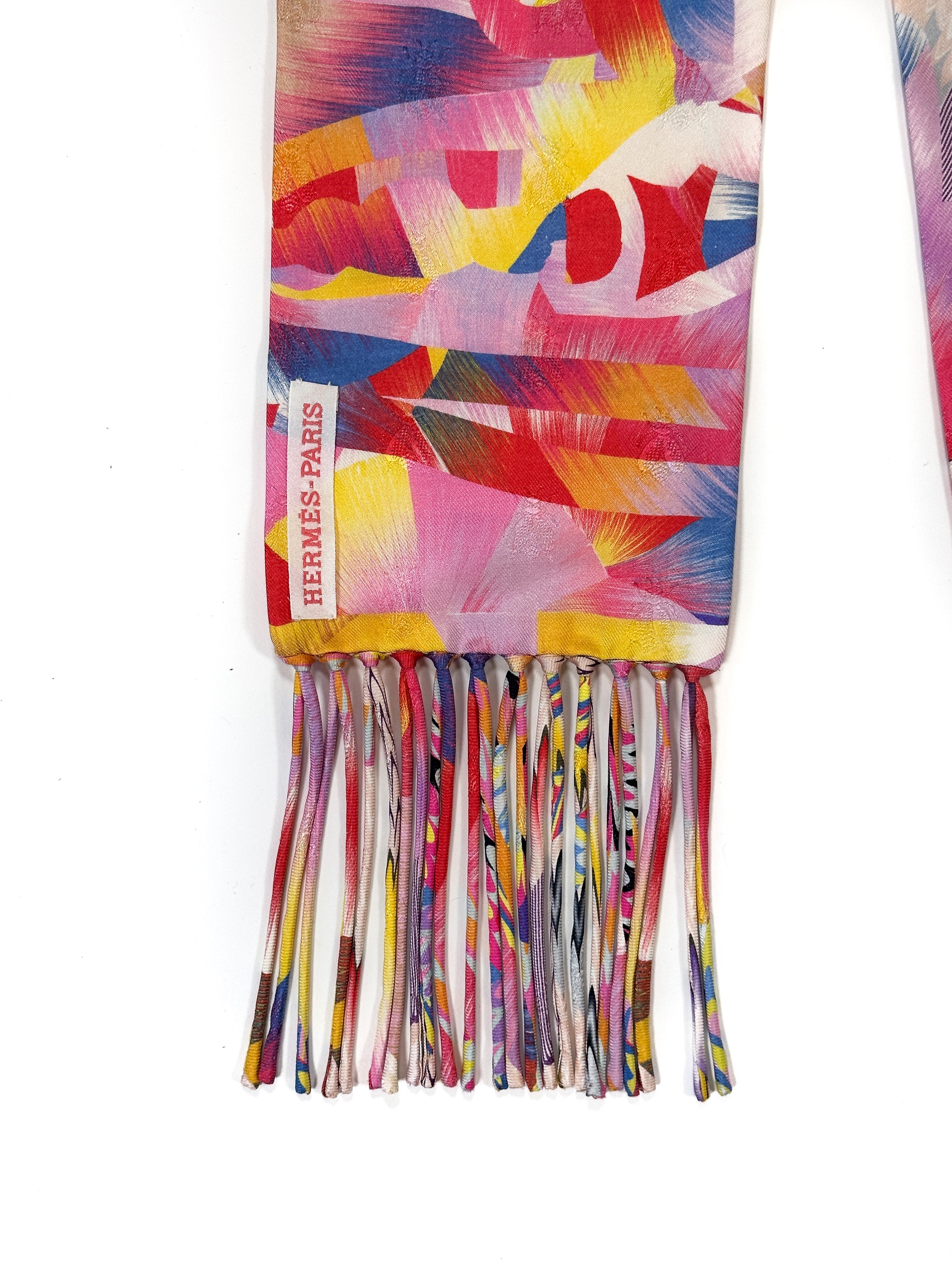 Hermès Fine Echarpe Marble Fringe Maxi Twilly