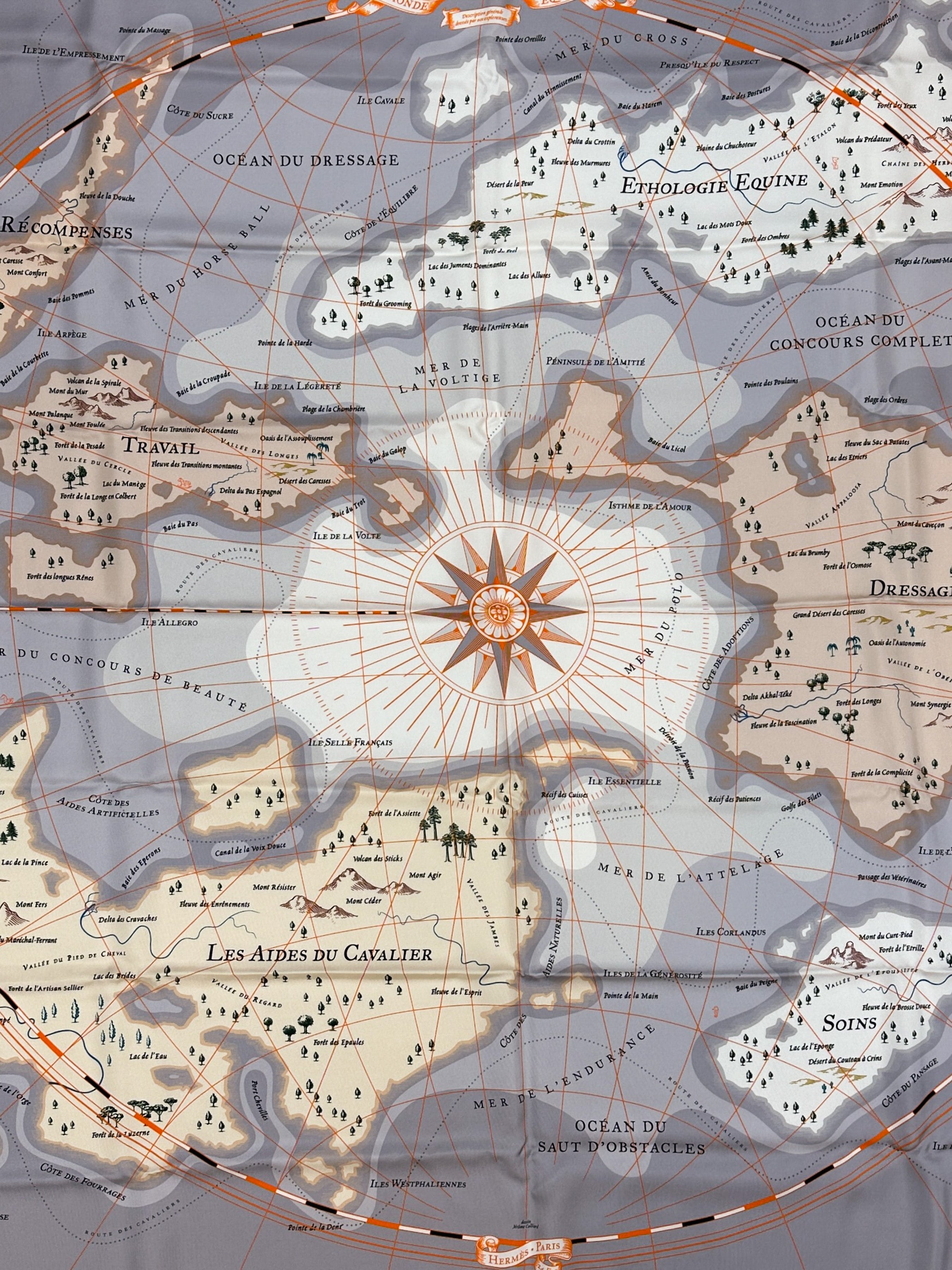 Hermès Planisphere d'un Monde Equestre Silk 140