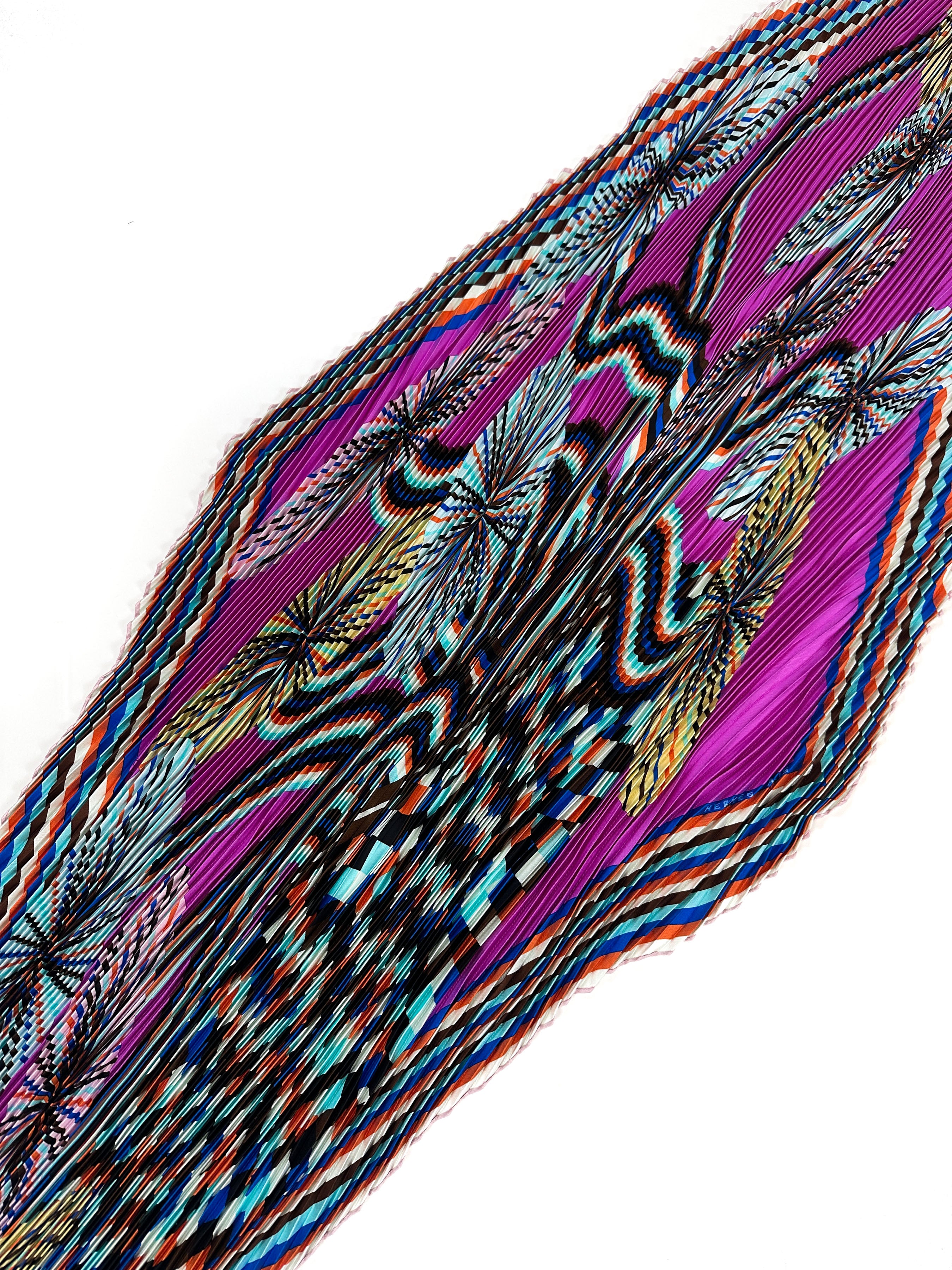 Hermès Flores Del Este Silk Plissé 140