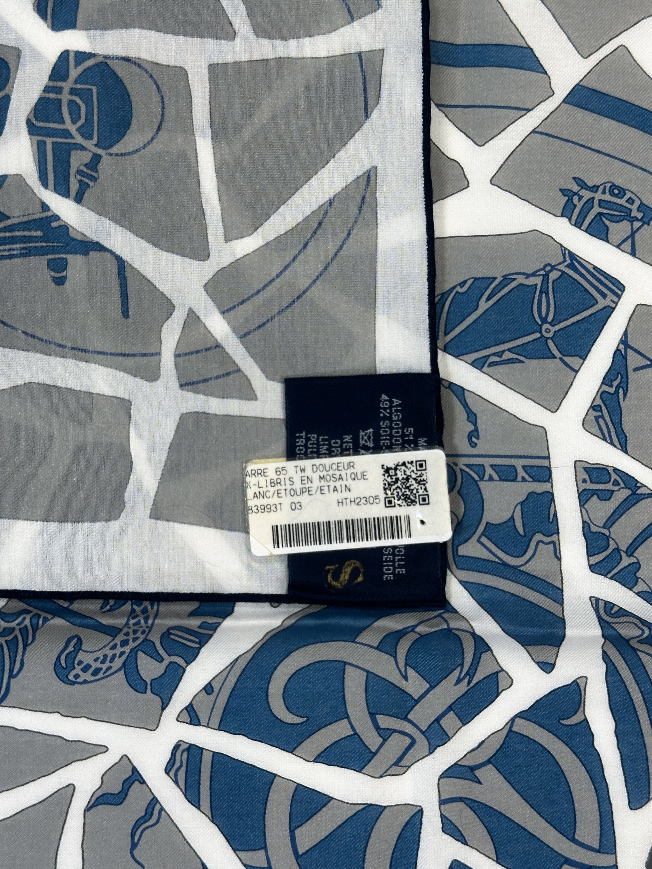 Hermès Ex-Libris en Mosaique Cotton Silk 65