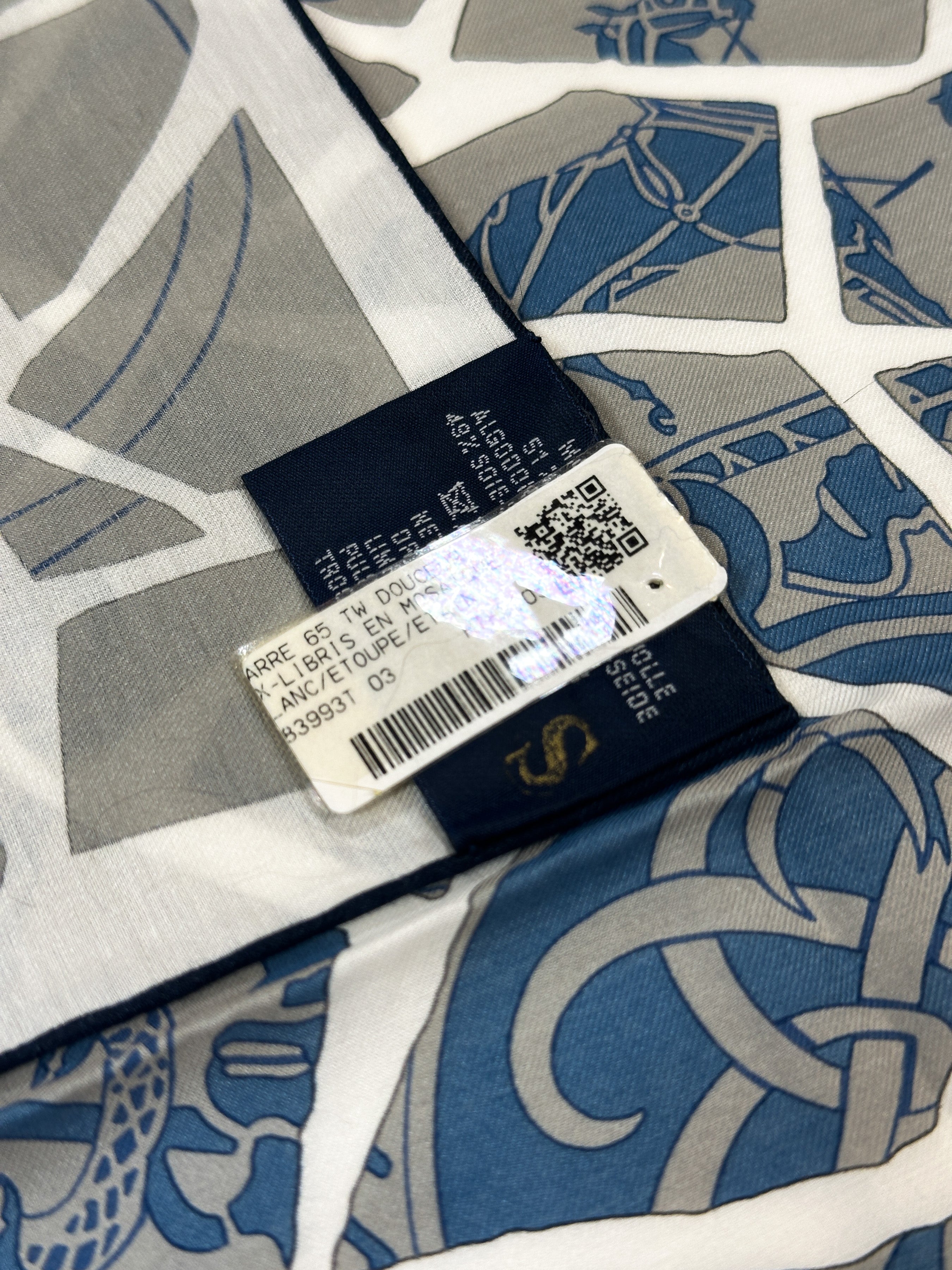 Hermès Ex-Libris en Mosaique Cotton Silk 65