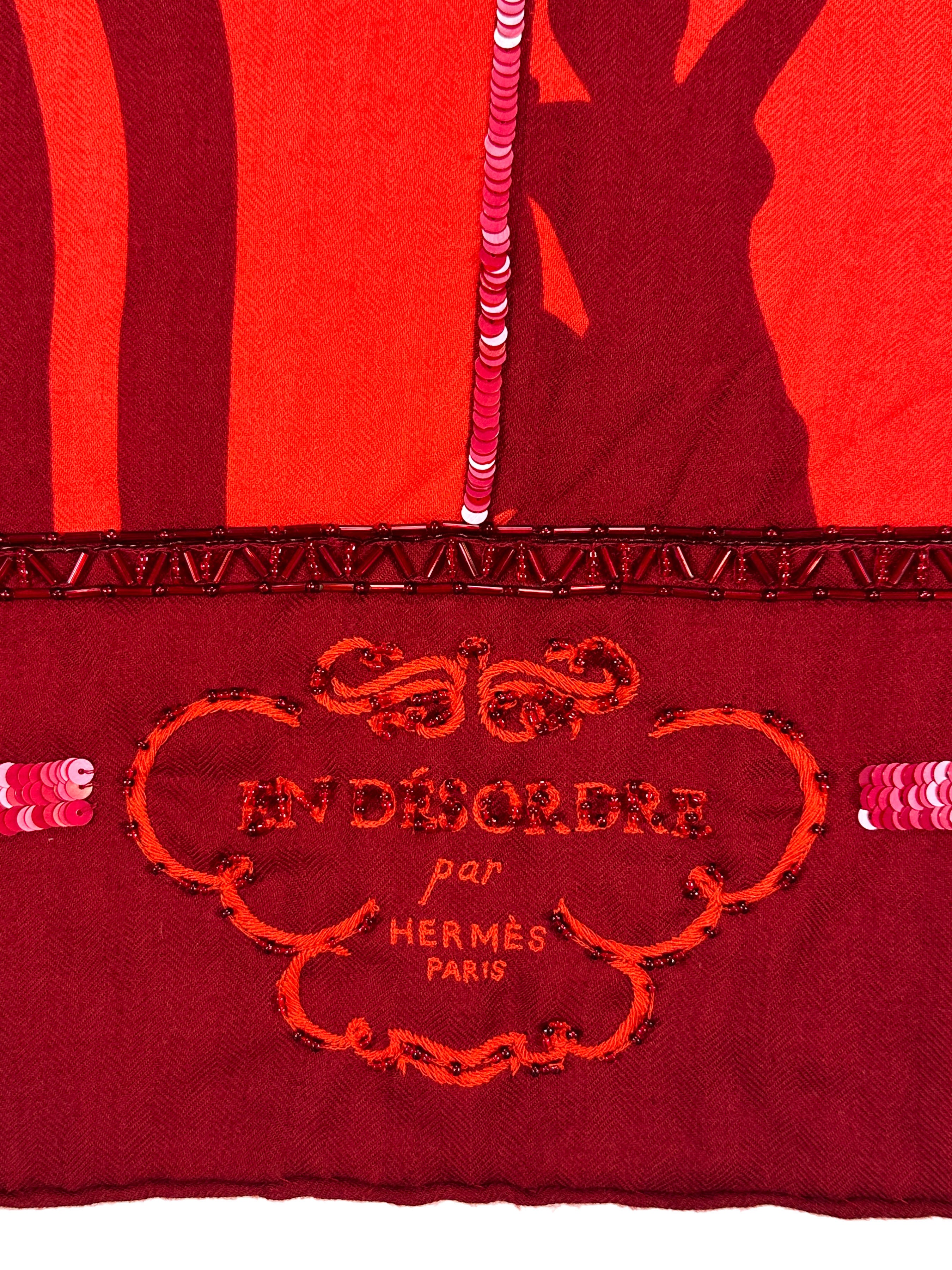 Hermès Brides de Gala en Desordre Exceptional Beaded Cashmere Silk 140