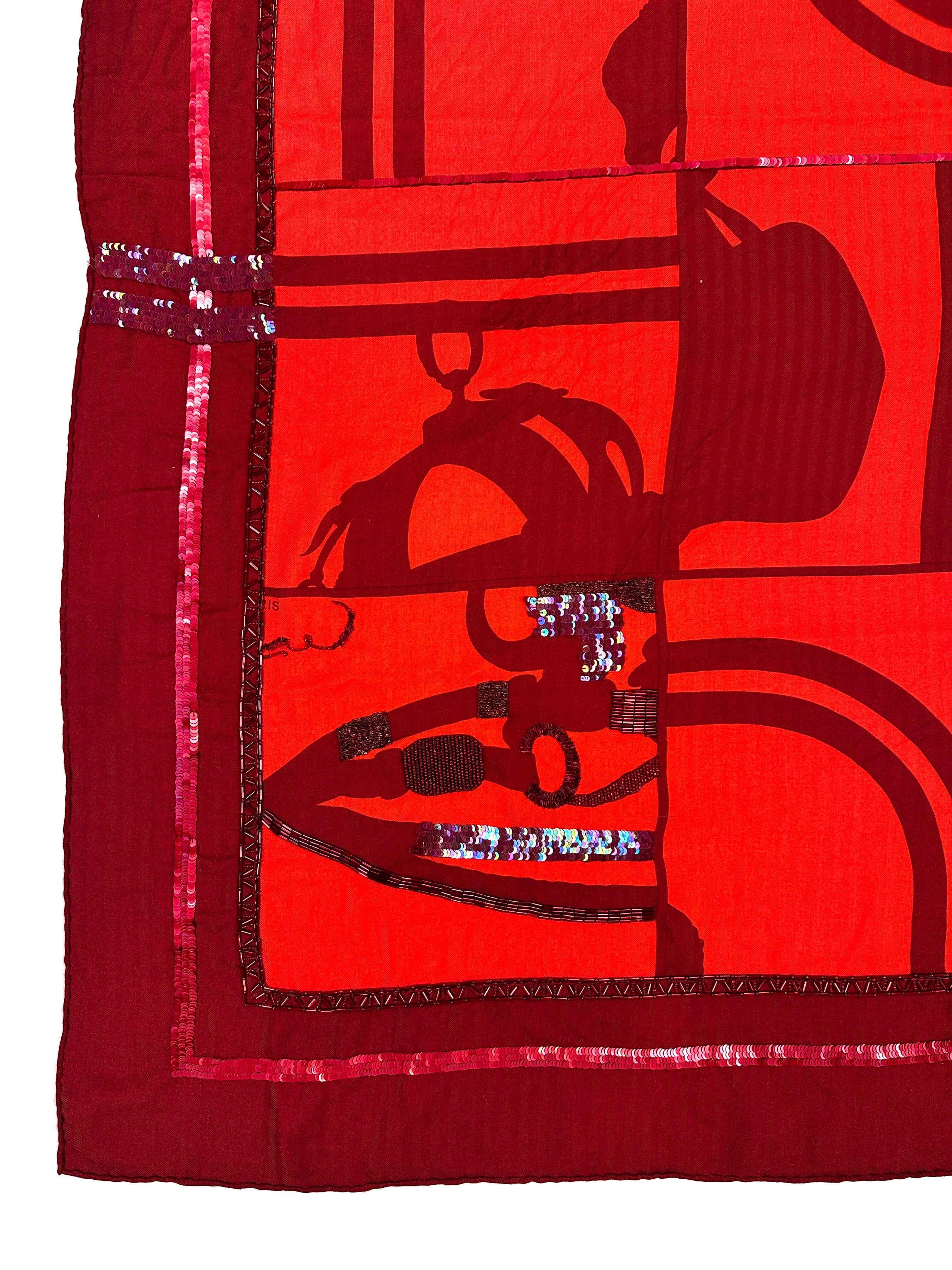 Hermès Brides de Gala en Desordre Exceptional Beaded Cashmere Silk 140