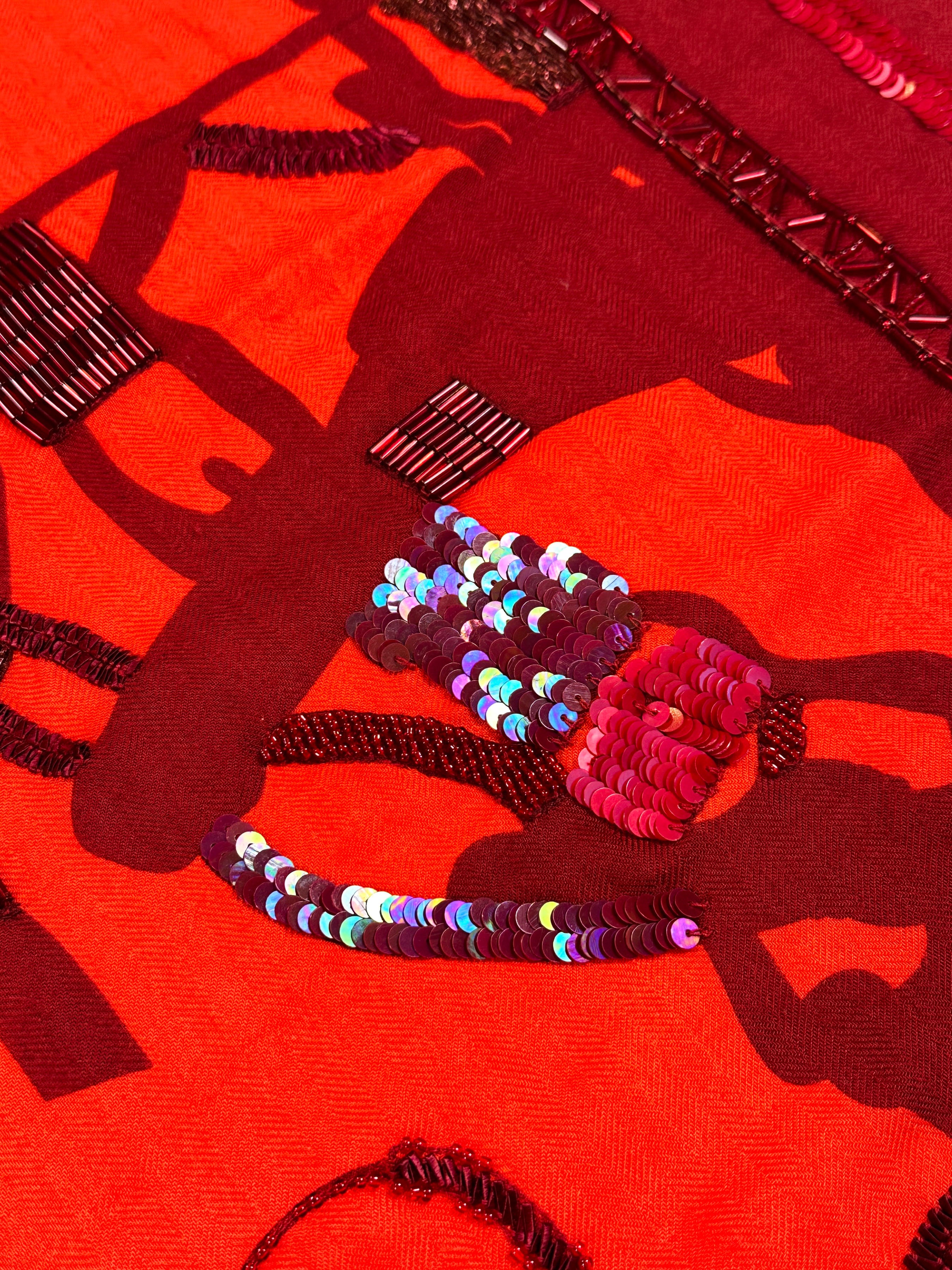 Hermès Brides de Gala en Desordre Exceptional Beaded Cashmere Silk 140
