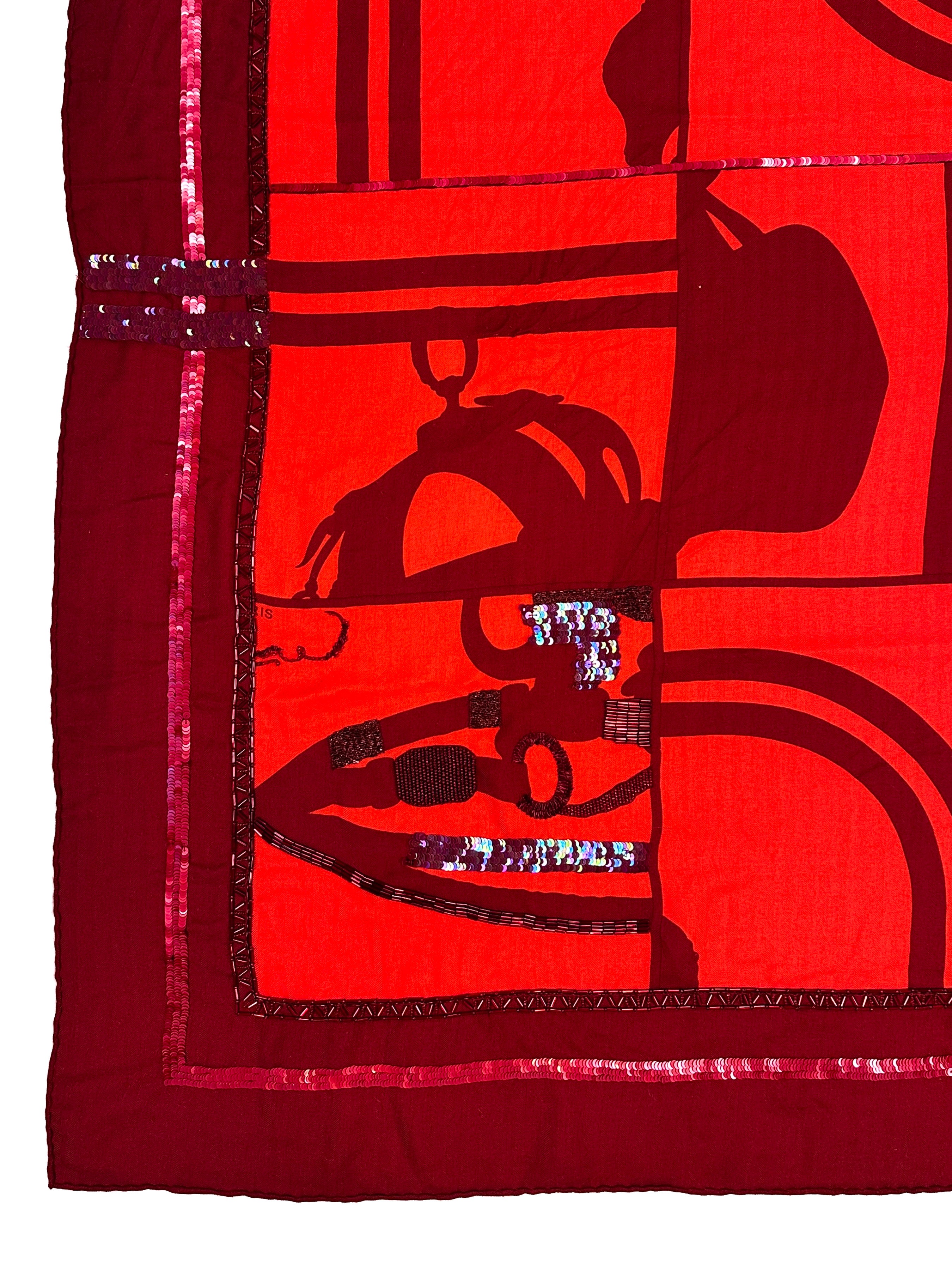 Hermès Brides de Gala en Desordre Exceptional Beaded Cashmere Silk 140