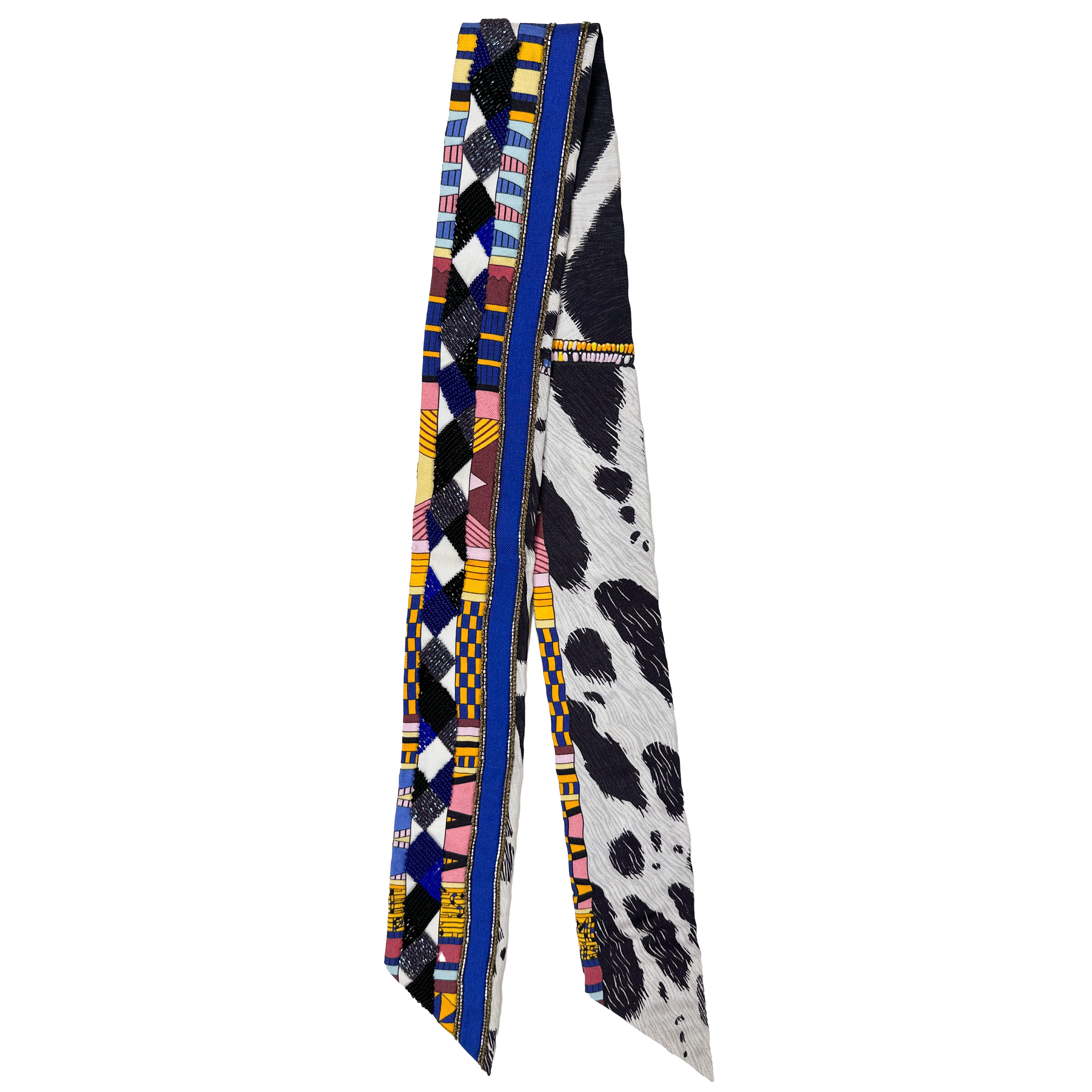 Hermès Pelages et Camouflage Exceptional Beaded Twilly