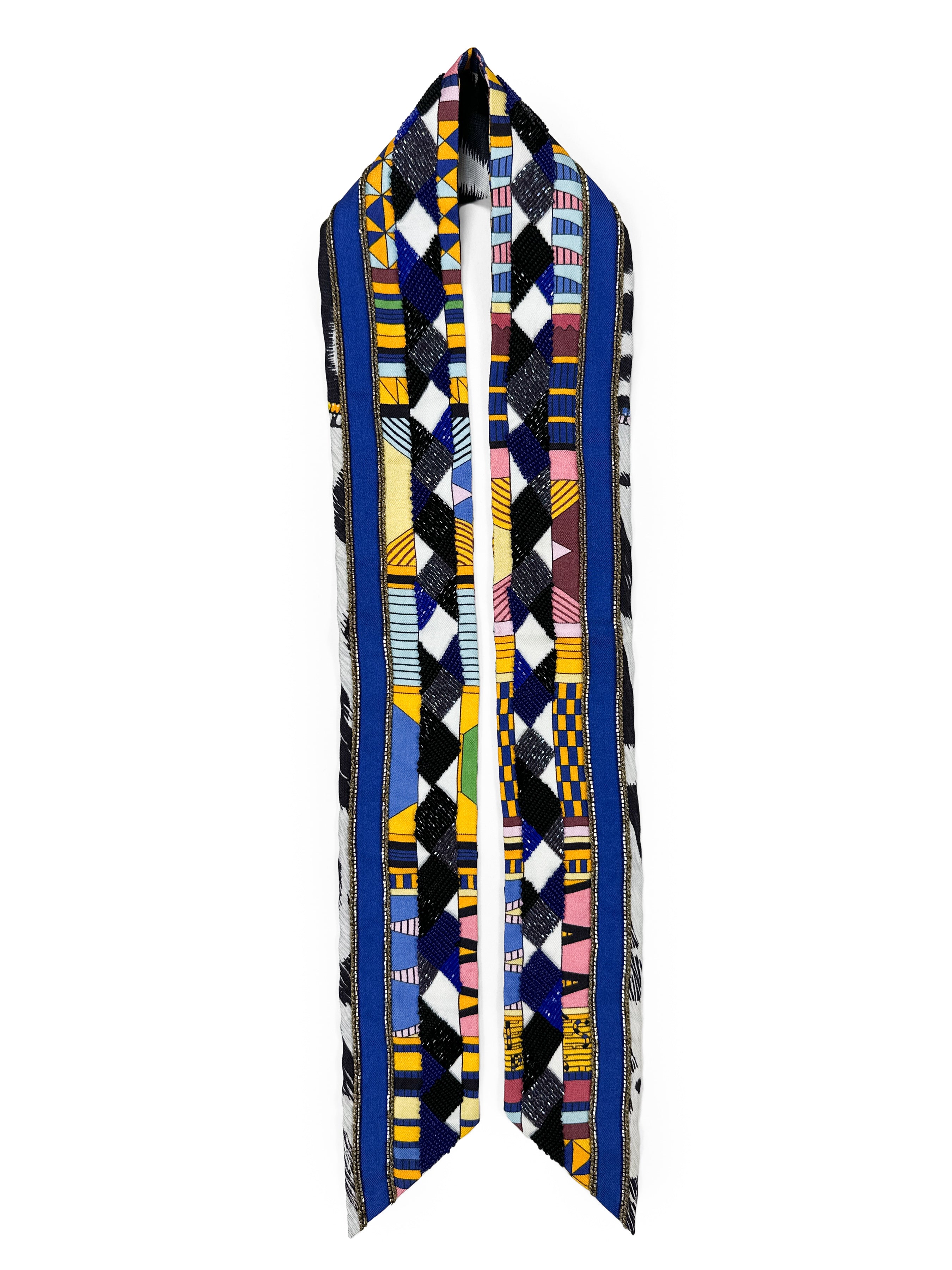 Hermès Pelages et Camouflage Exceptional Beaded Twilly