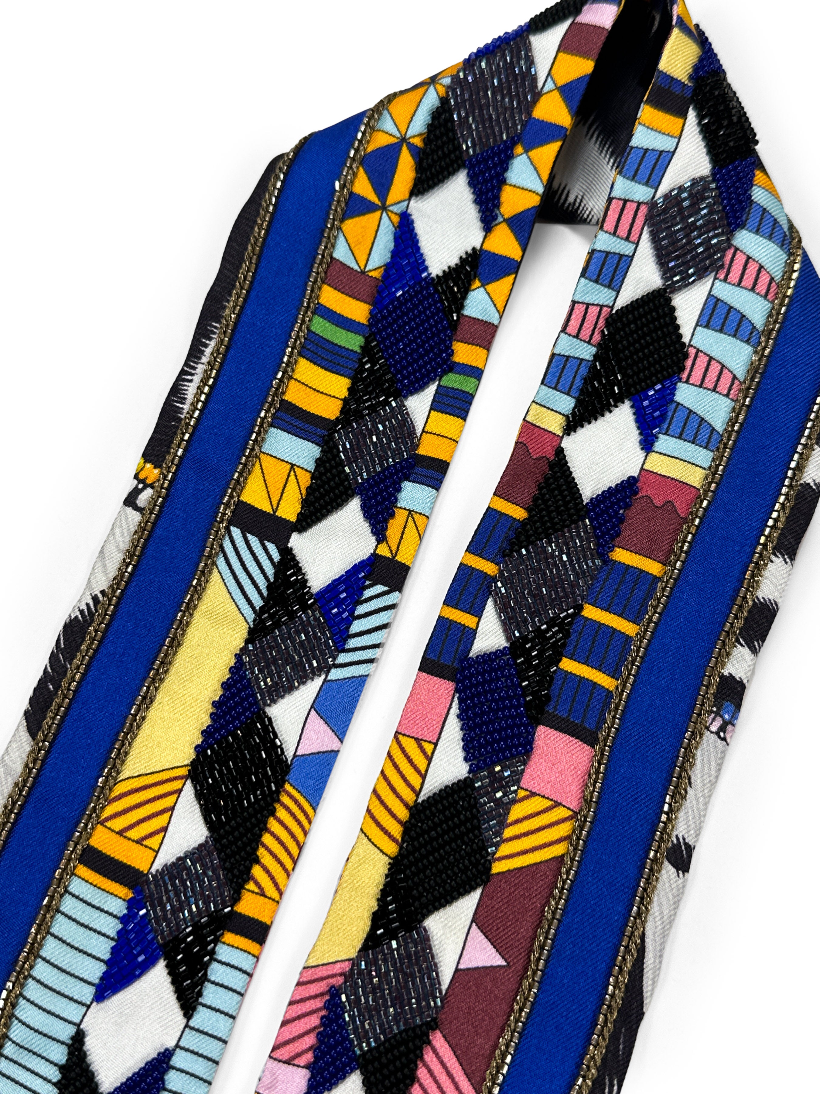 Hermès Pelages et Camouflage Exceptional Beaded Twilly