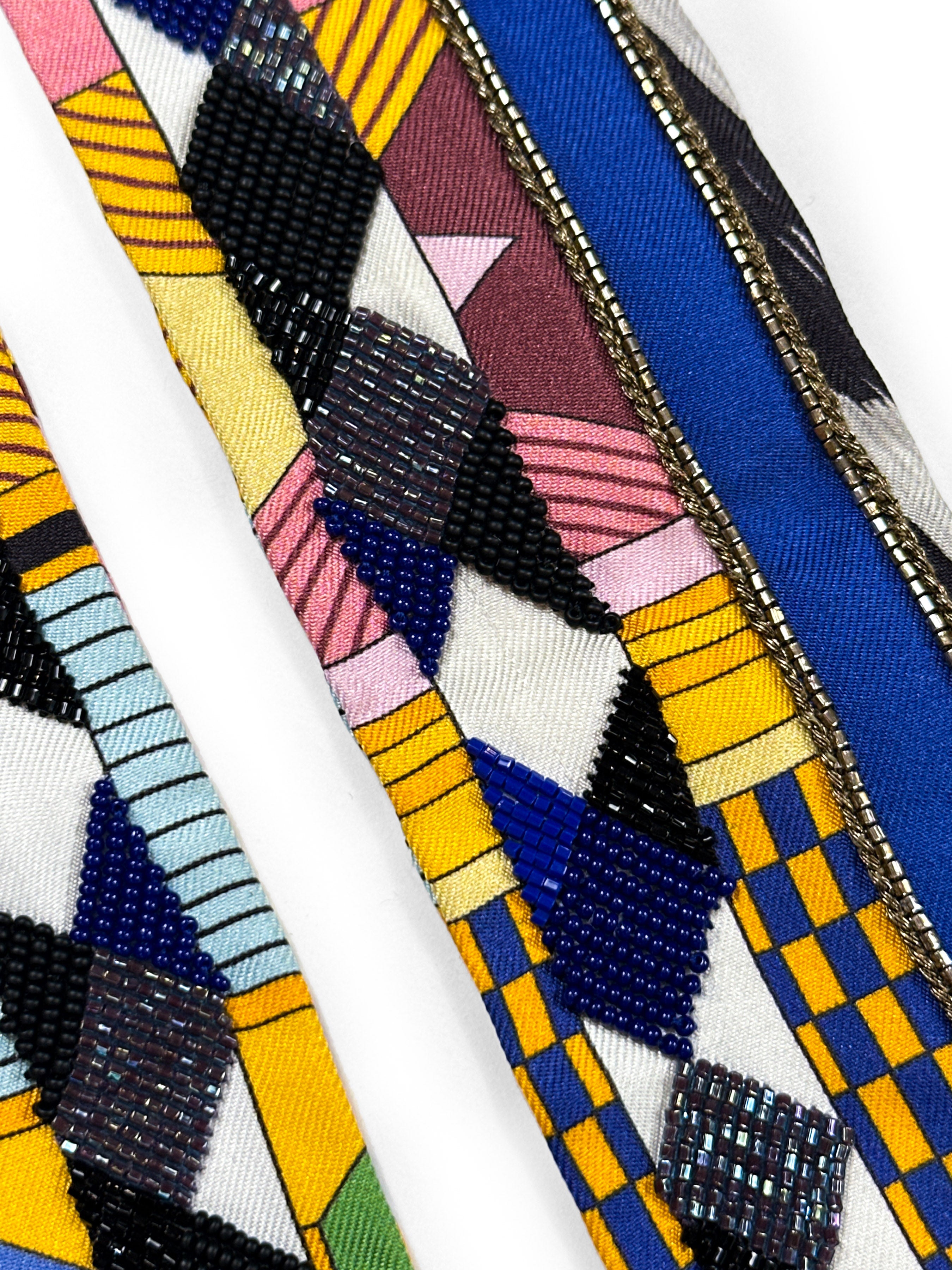 Hermès Pelages et Camouflage Exceptional Beaded Twilly
