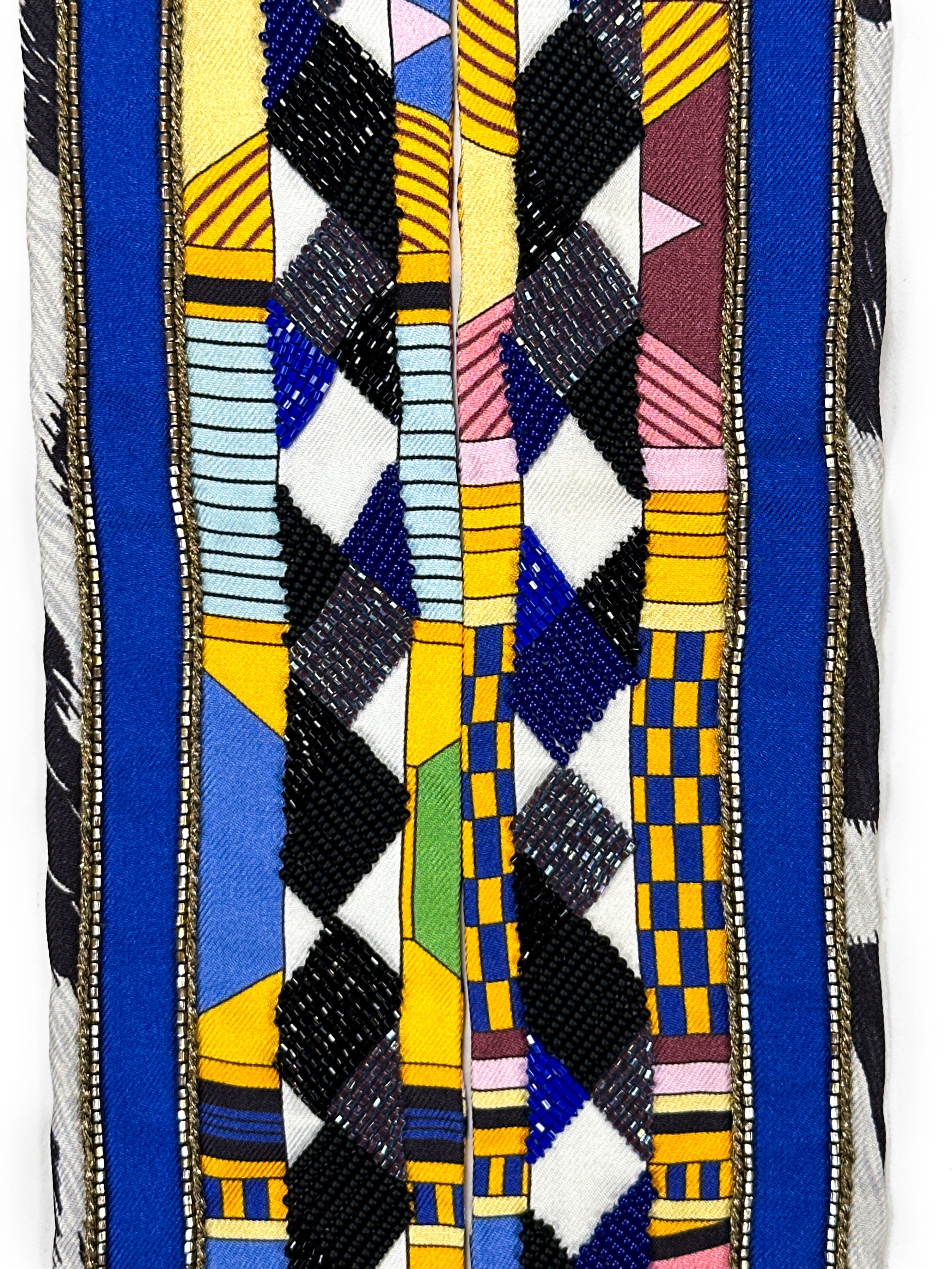 Hermès Pelages et Camouflage Exceptional Beaded Twilly
