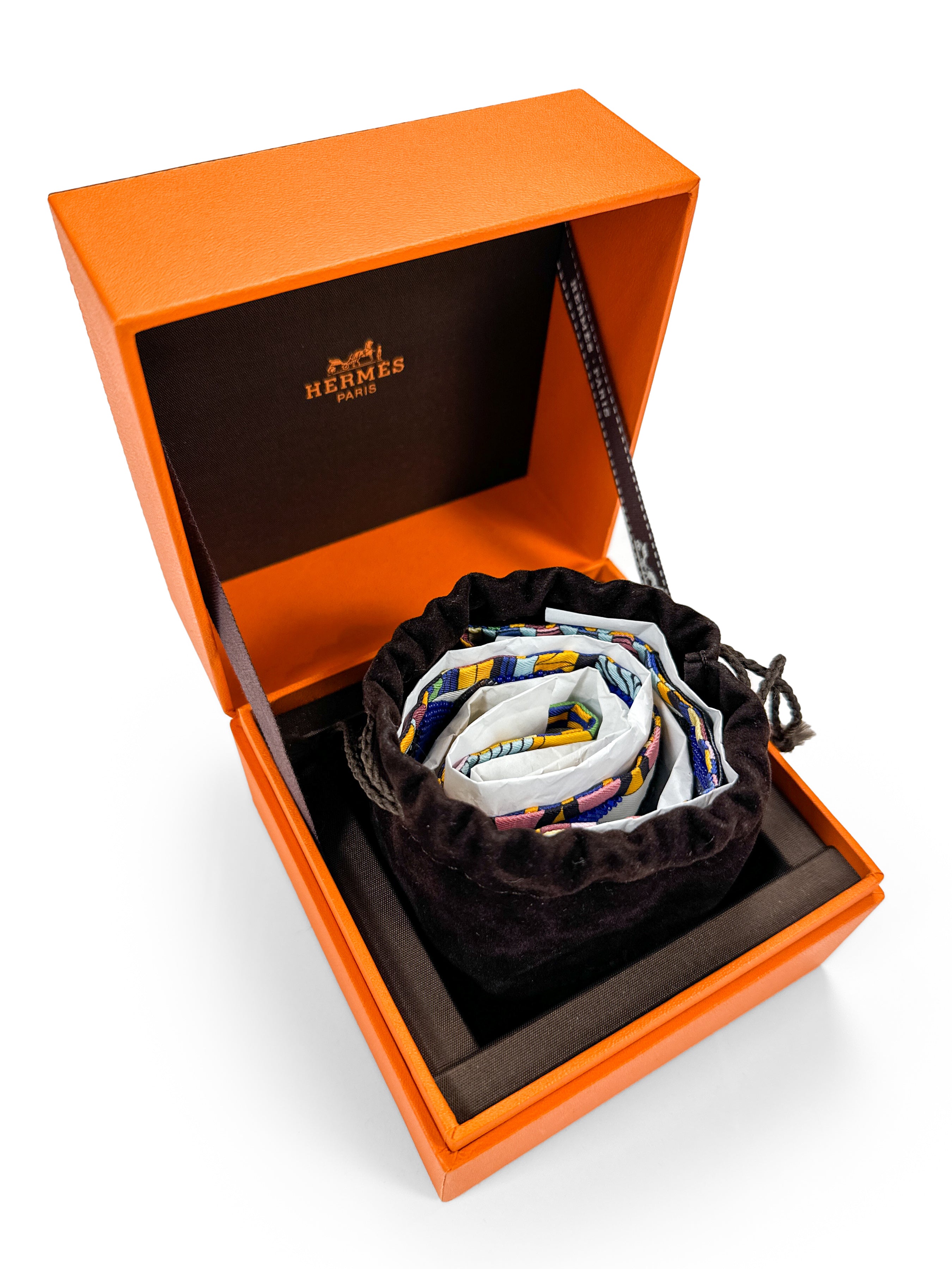Hermès Pelages et Camouflage Exceptional Beaded Twilly