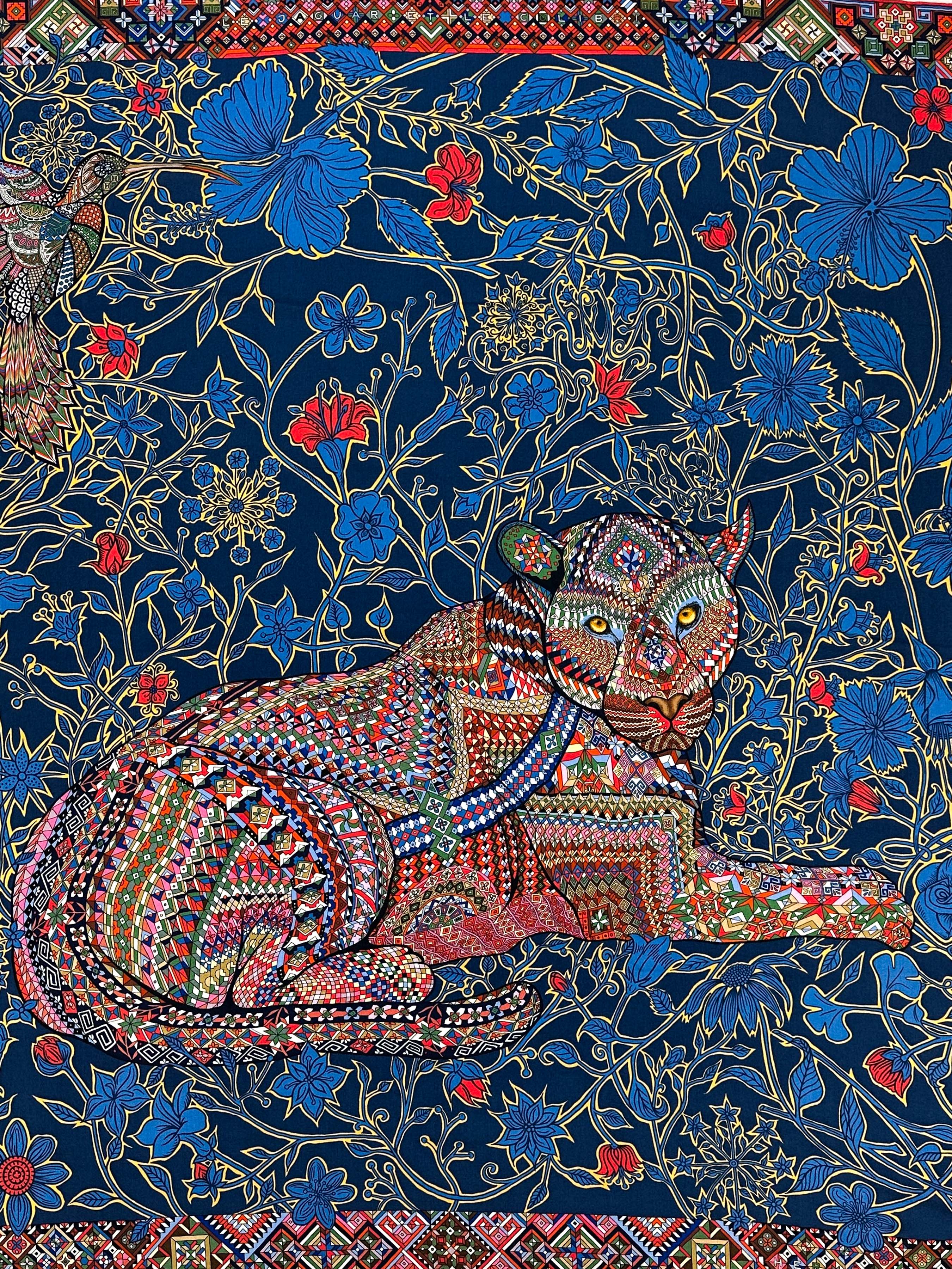 Hermès Le Jaguar et le Colibri Cashmere Silk 140