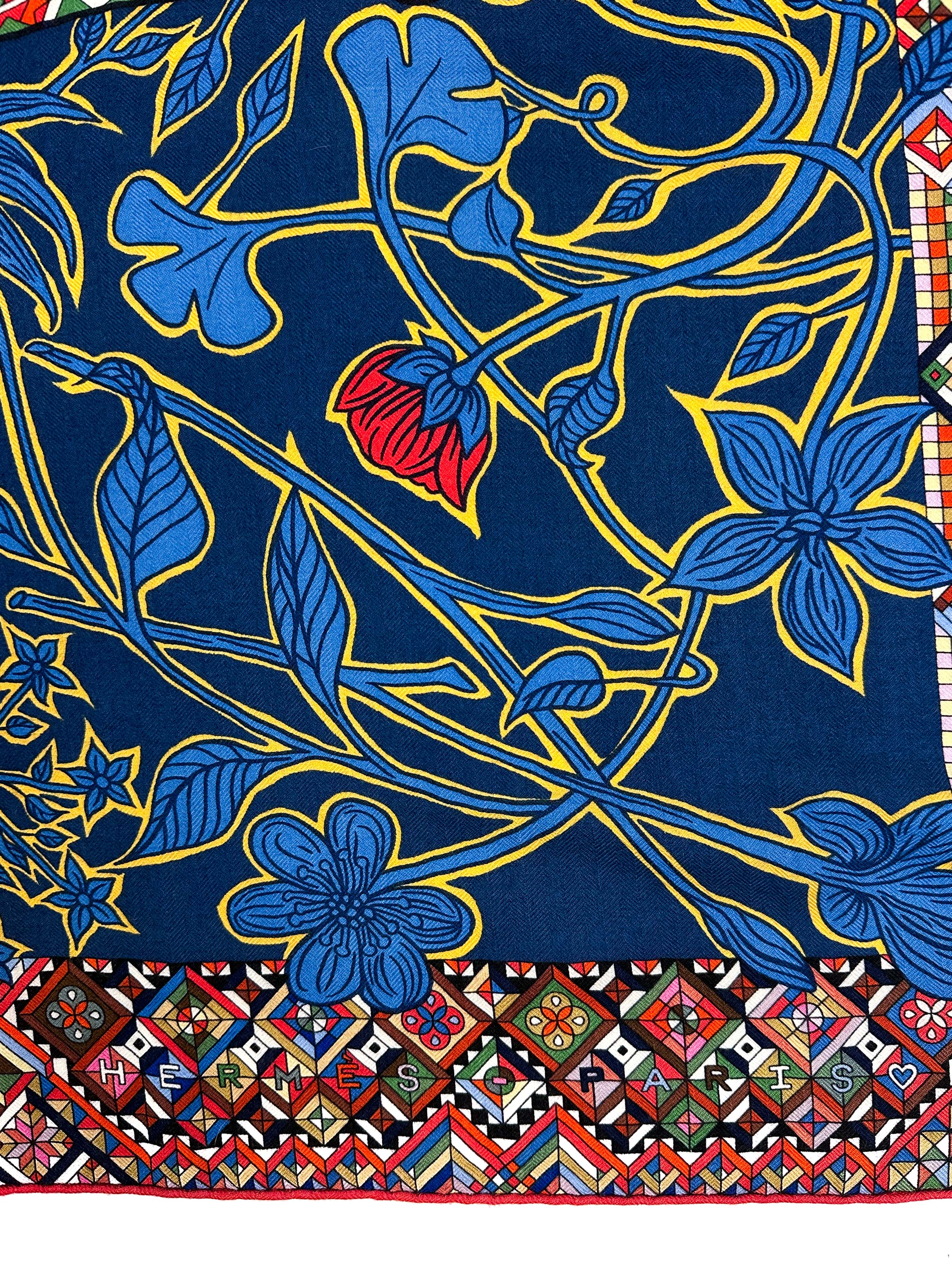 Hermès Le Jaguar et le Colibri Cashmere Silk 140
