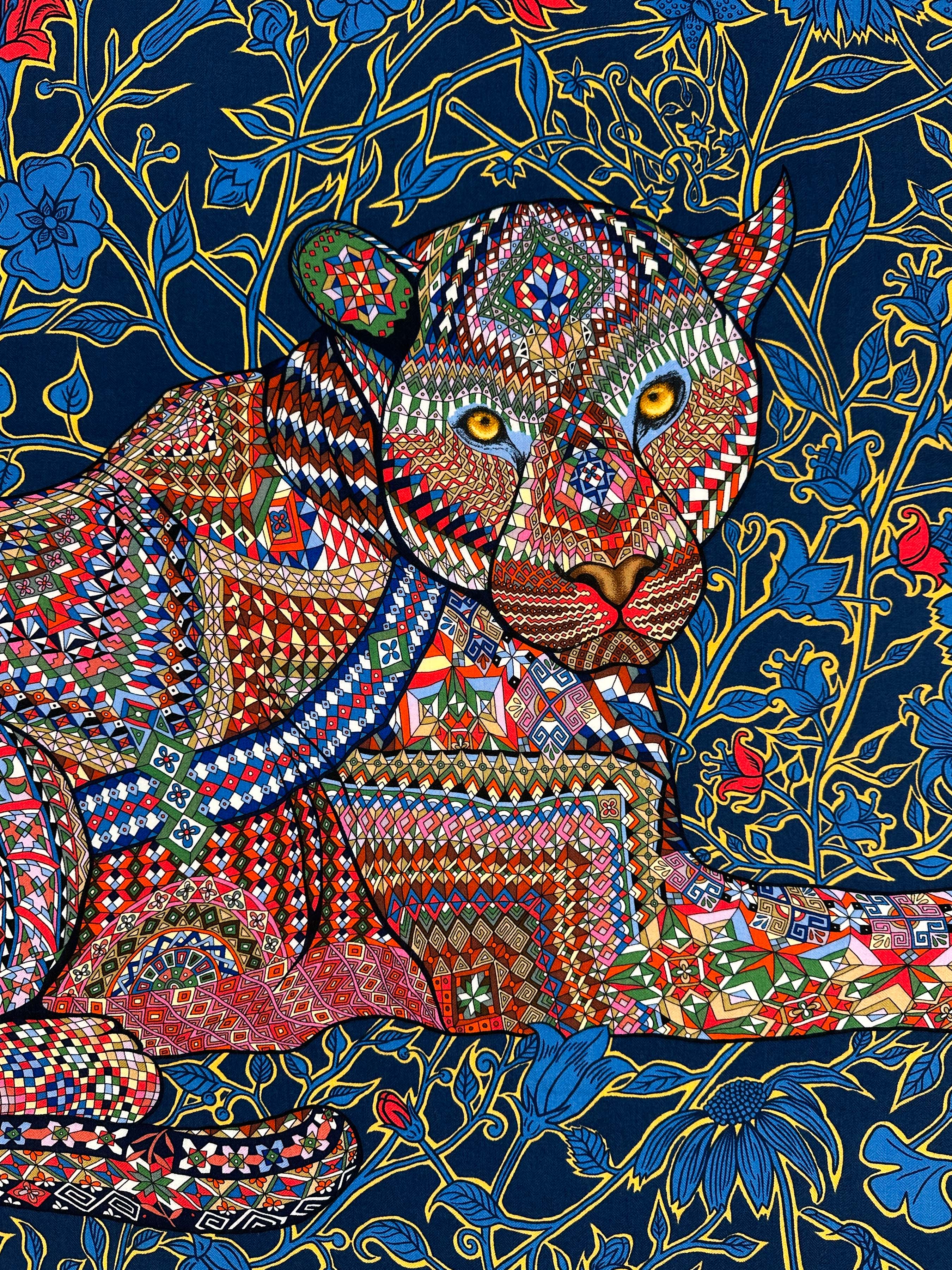 Hermès Le Jaguar et le Colibri Cashmere Silk 140