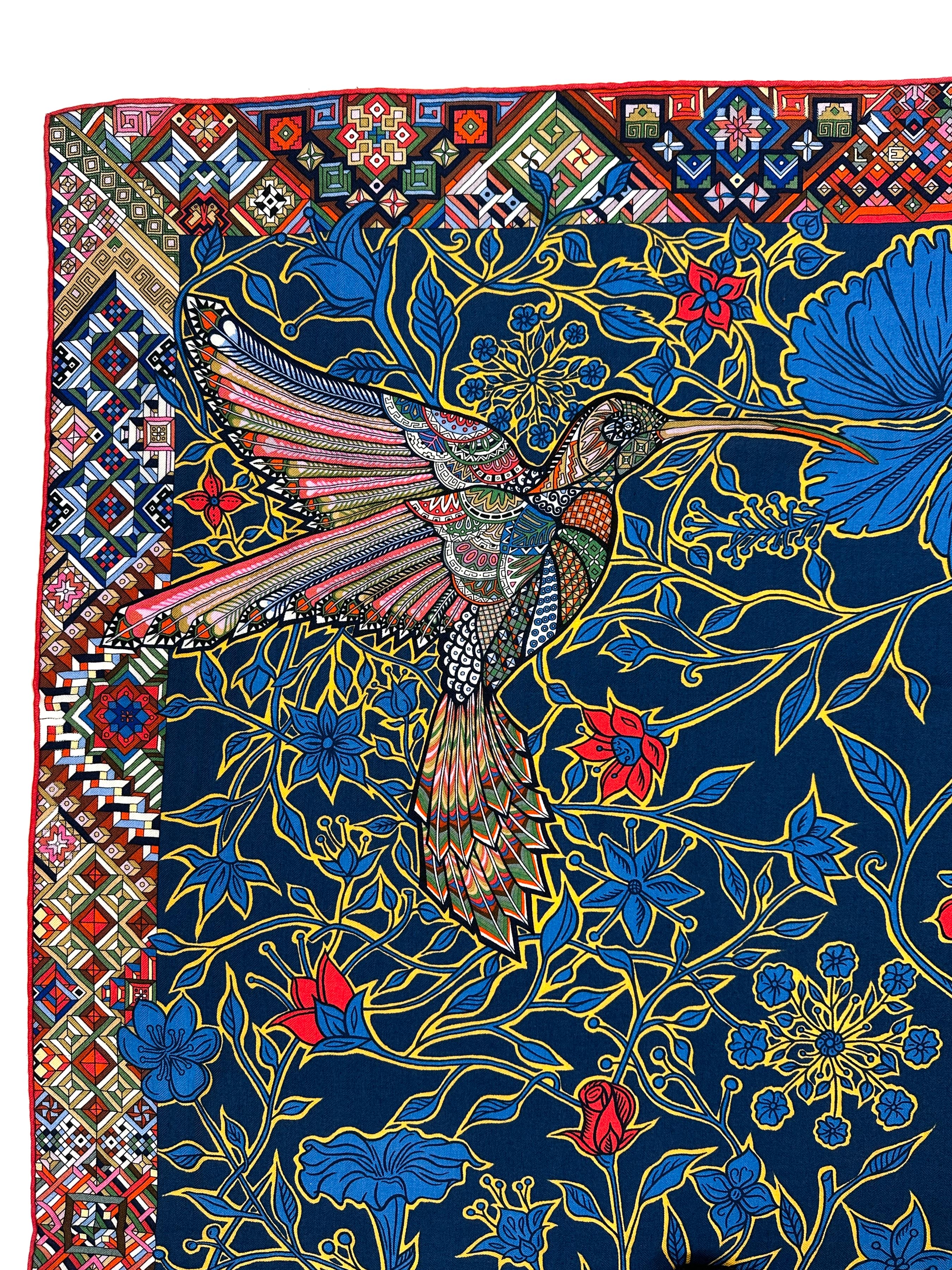 Hermès Le Jaguar et le Colibri Cashmere Silk 140