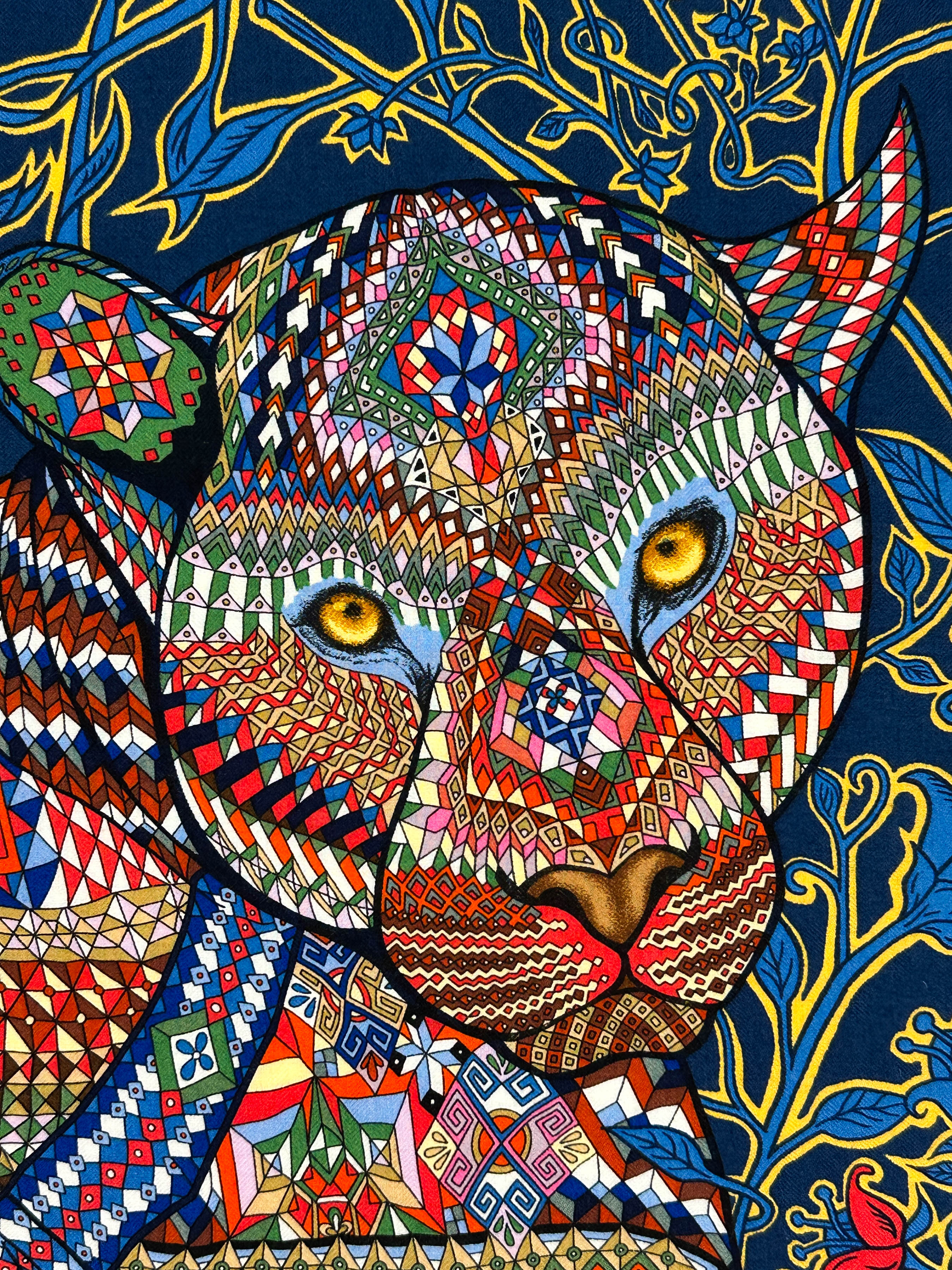 Hermès Le Jaguar et le Colibri Cashmere Silk 140