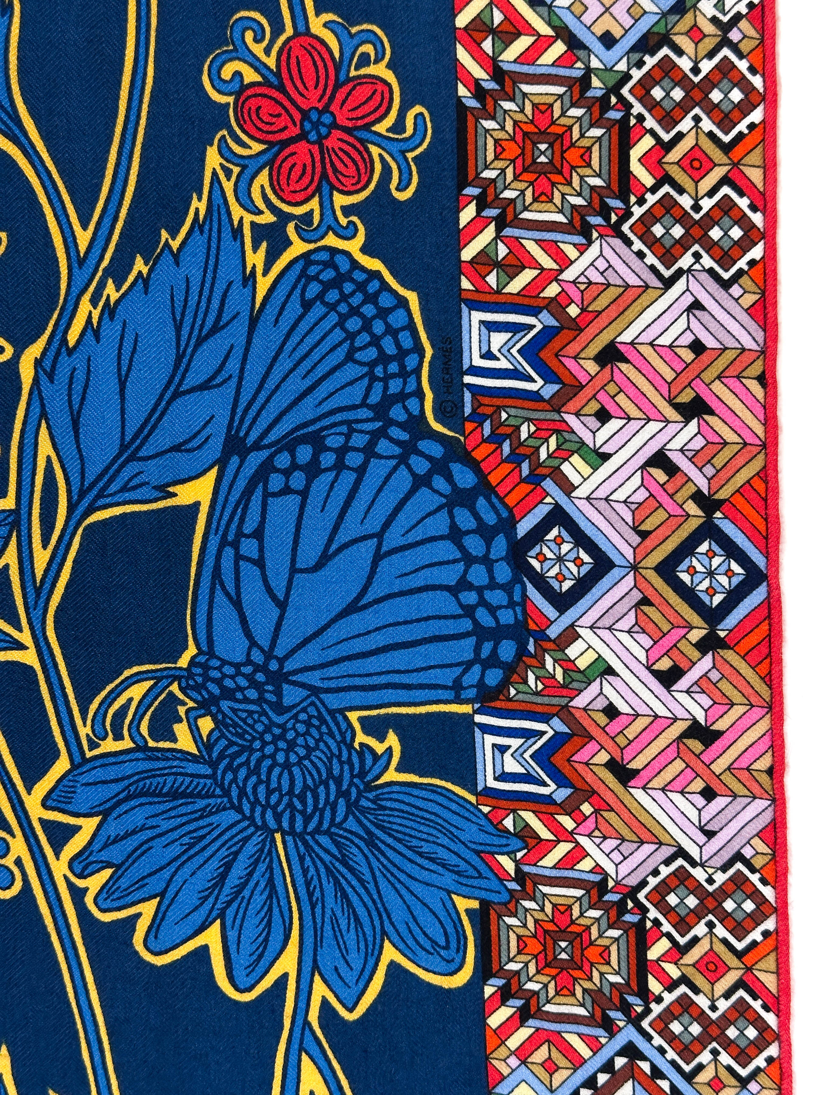 Hermès Le Jaguar et le Colibri Cashmere Silk 140