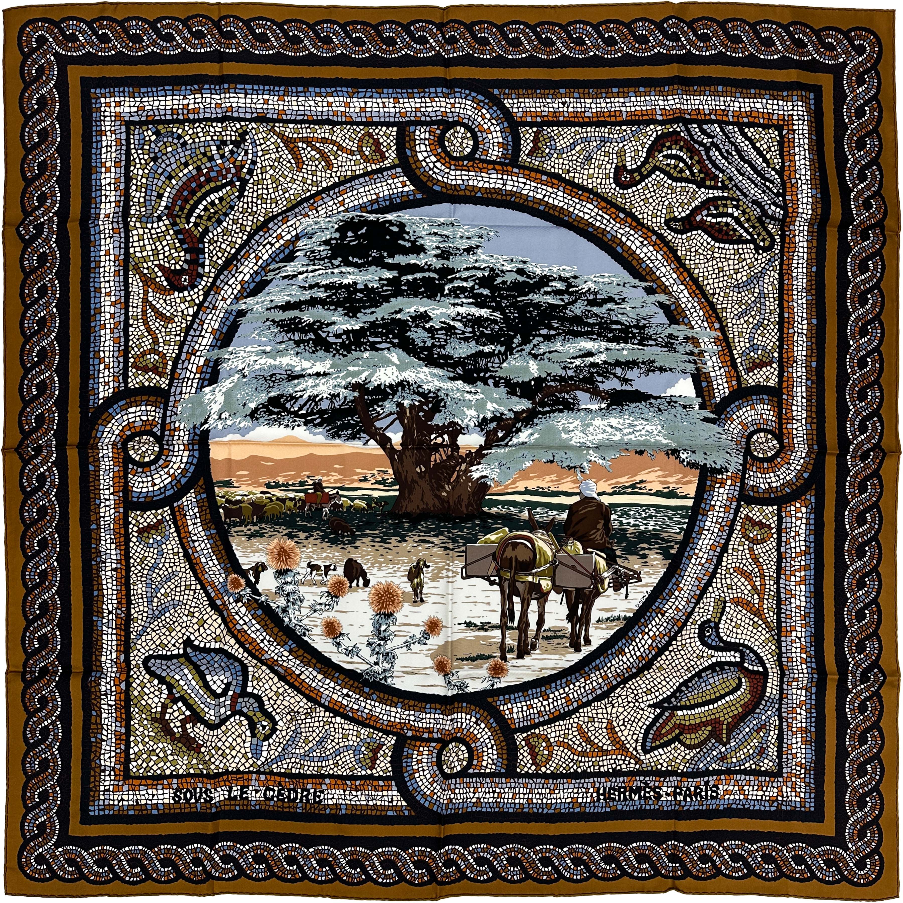 【新品未使用】HERMES カレ90 Sous le Cèdreシルクスカーフ Hermès Sous Le Cèdre 90