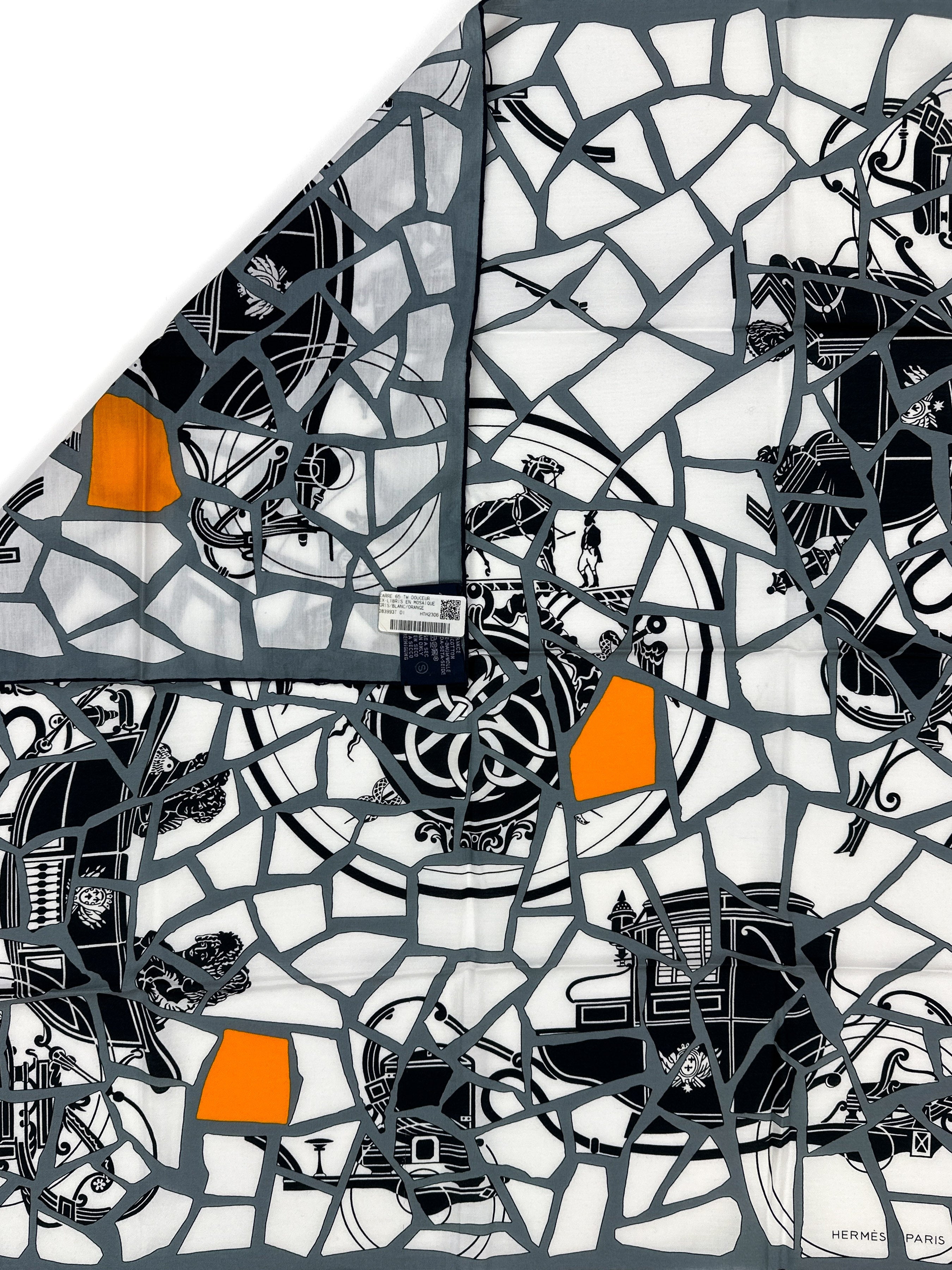 Hermès Ex-Libris en Mosaique Cotton Silk 65