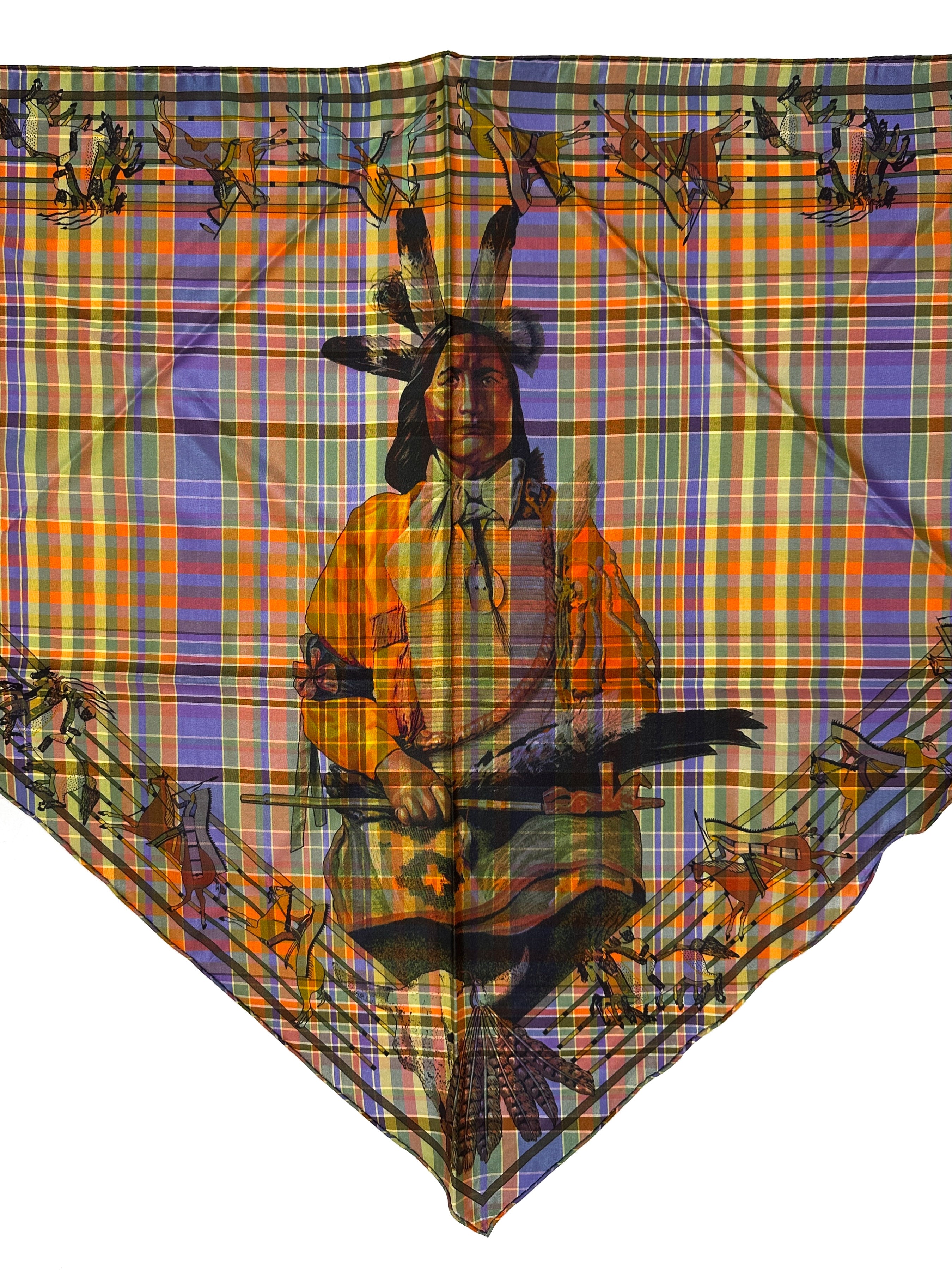 Hermès Pani La Shar Pawnee Pointe Madras Silk Taffeta Charm Triangle